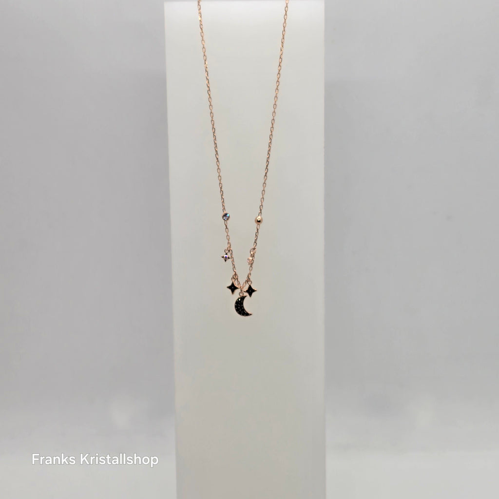 SWAROVSKI Symbolic Halskette Mond und Sterne, Schwarz, Roségold-Legierungsschicht 5429737
