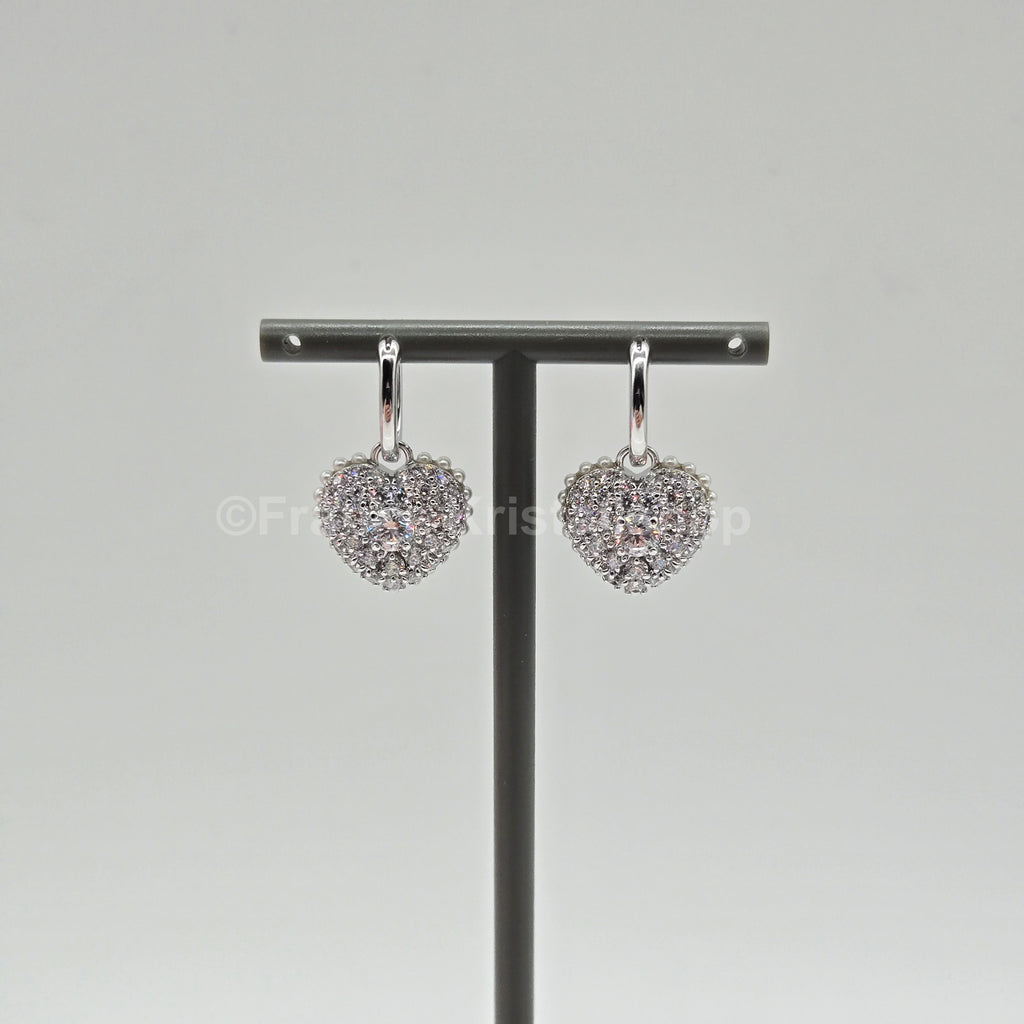 SWAROVSKI Herz Ohrringe Hyperbola Drop-Ohrhänger, Weiß, Rhodiniert 5684384