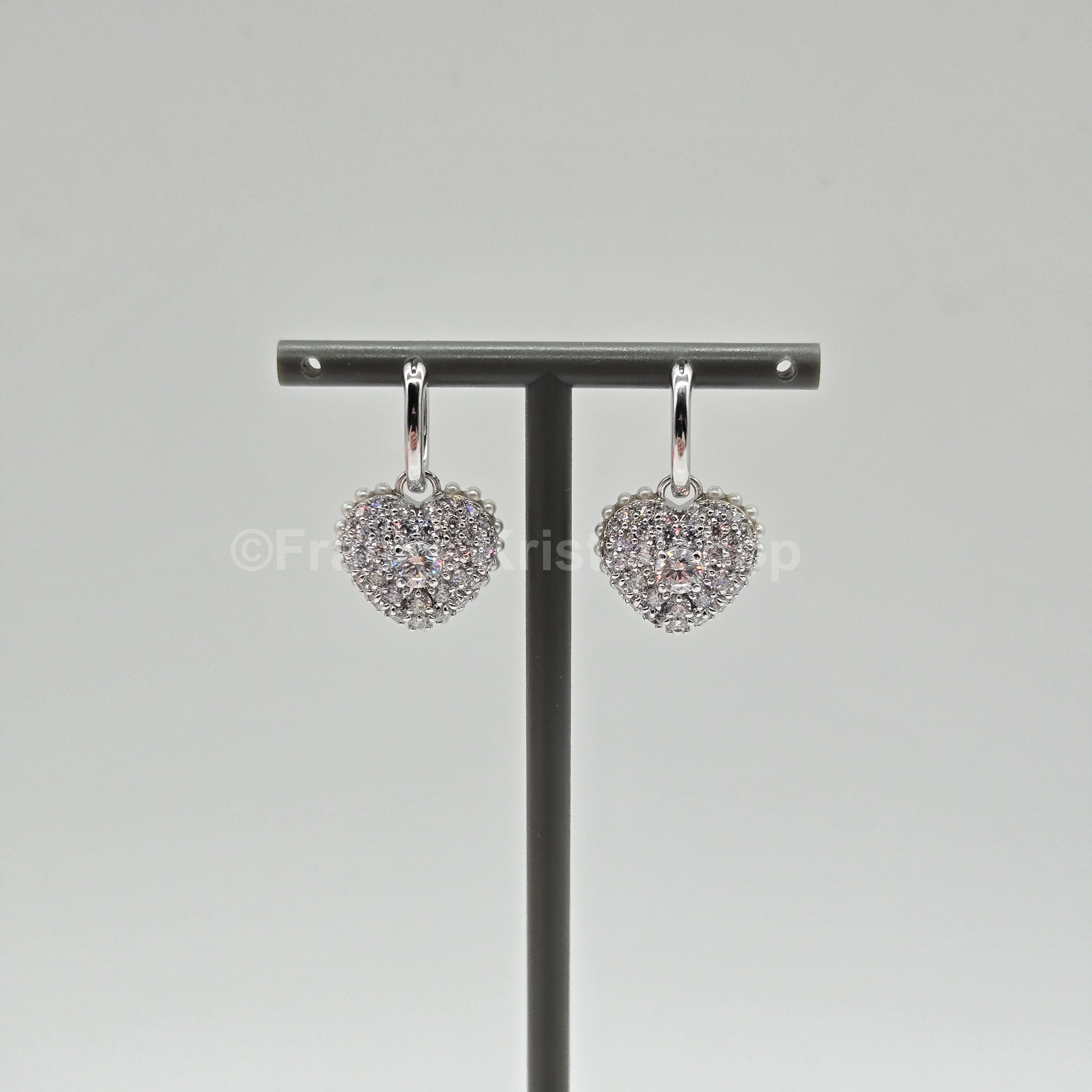 SWAROVSKI Herz Ohrringe Hyperbola Drop-Ohrhänger, Weiß, Rhodiniert 5684384