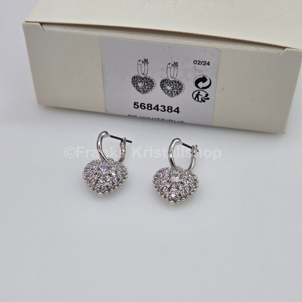 SWAROVSKI Herz Ohrringe Hyperbola Drop-Ohrhänger, Weiß, Rhodiniert 5684384