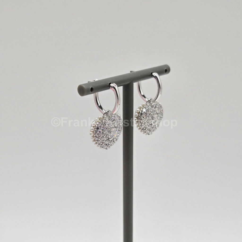 SWAROVSKI Herz Ohrringe Hyperbola Drop-Ohrhänger, Weiß, Rhodiniert 5684384