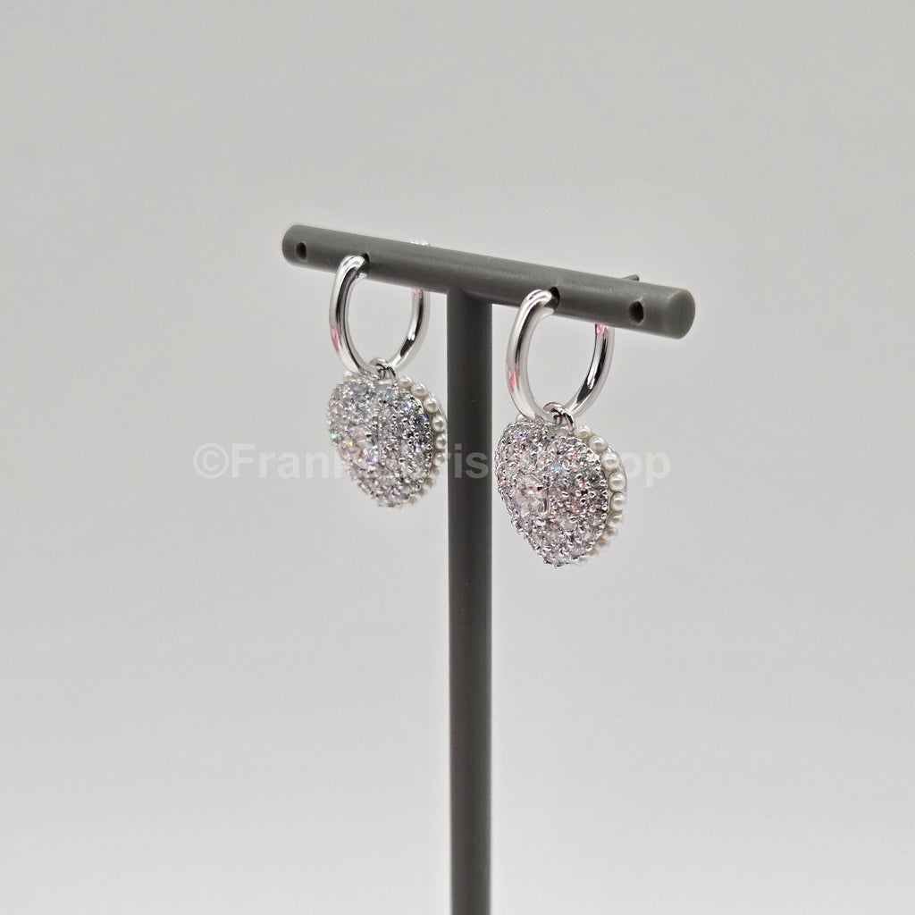 SWAROVSKI Herz Ohrringe Hyperbola Drop-Ohrhänger, Weiß, Rhodiniert 5684384