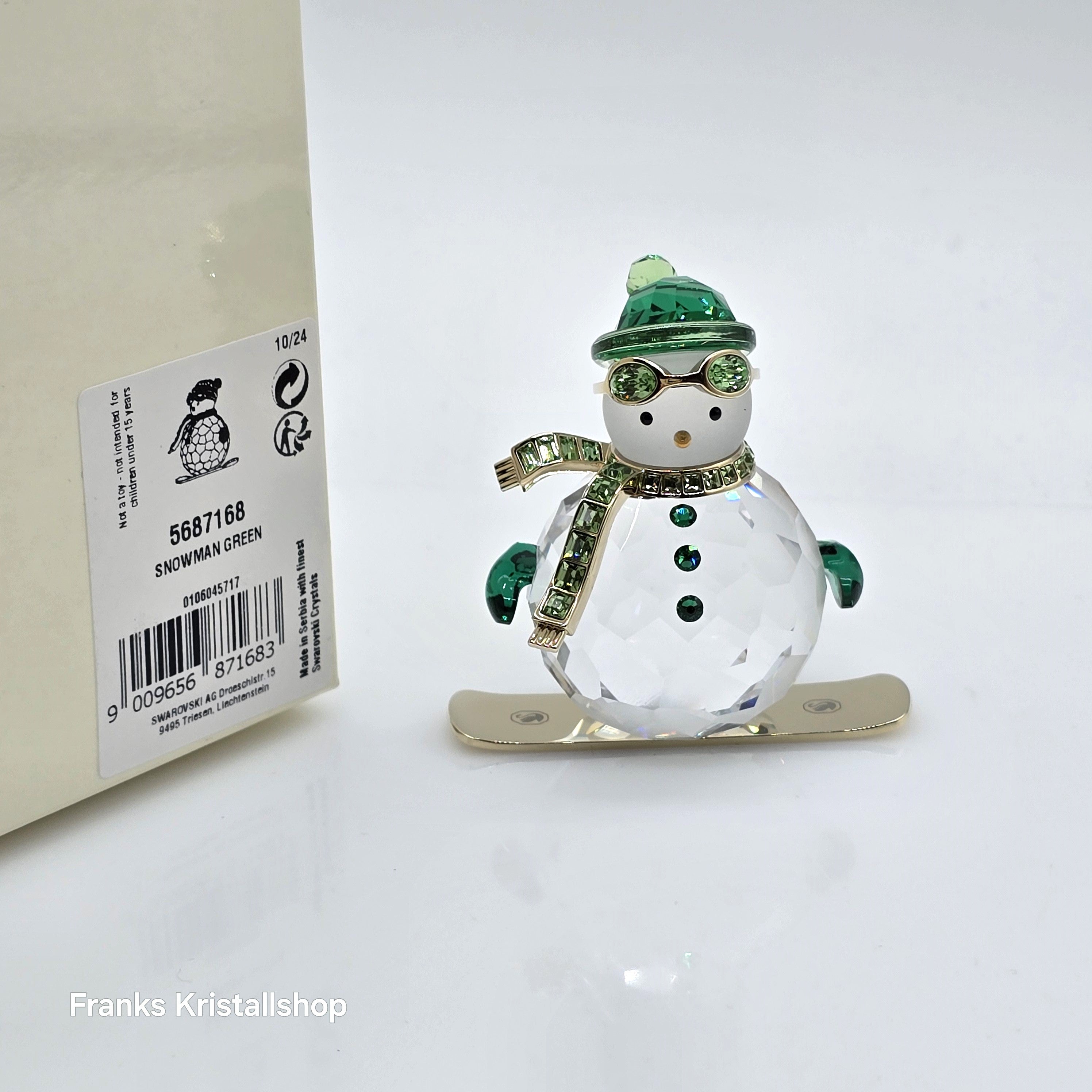 SWAROVSKI Holiday Cheers Dulcis Schneemann auf Snowboard Grün 5687168