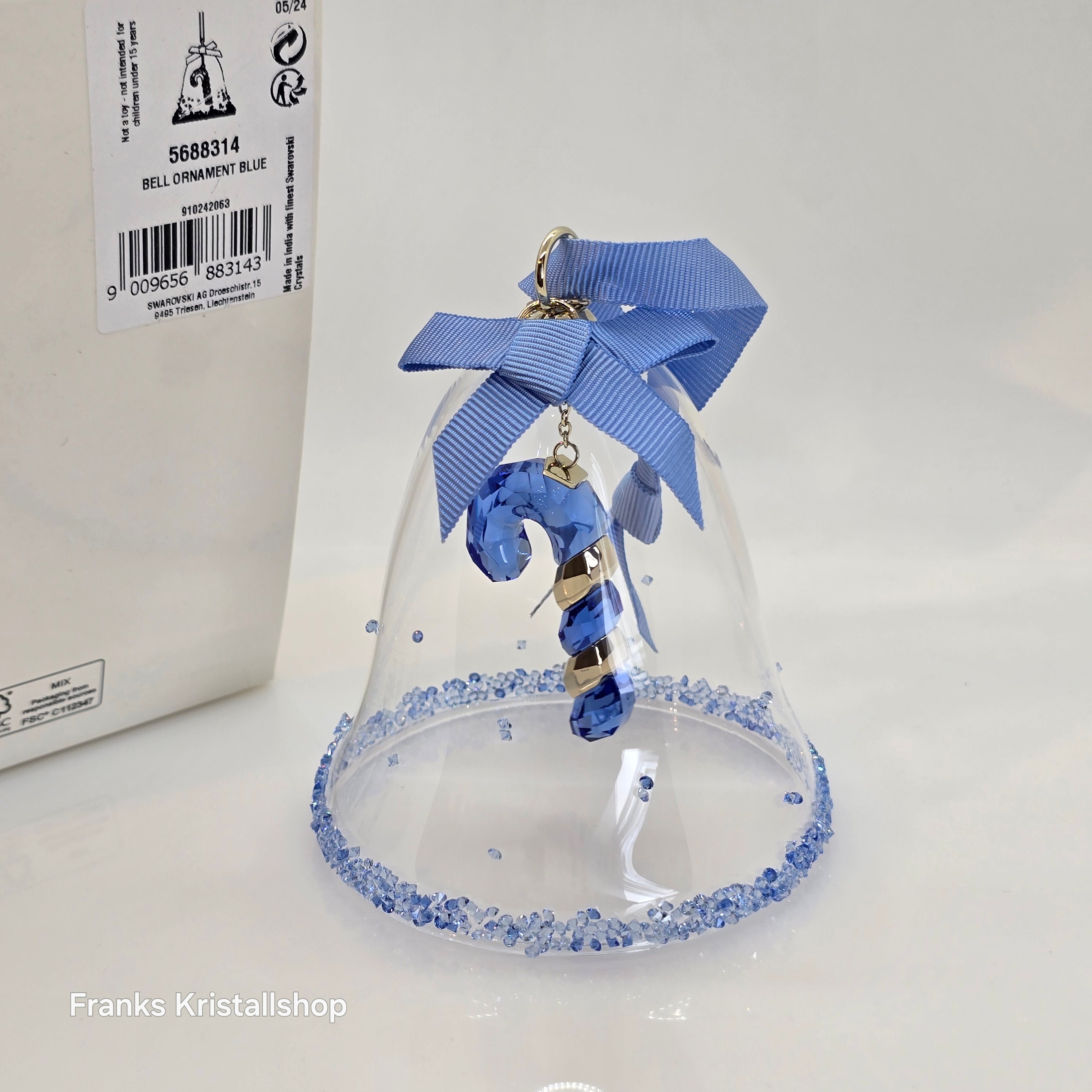 SWAROVSKI Holiday Cheers Dulcis Weihnachtsglocke mit Zuckerstange Ornament Blau 5688314