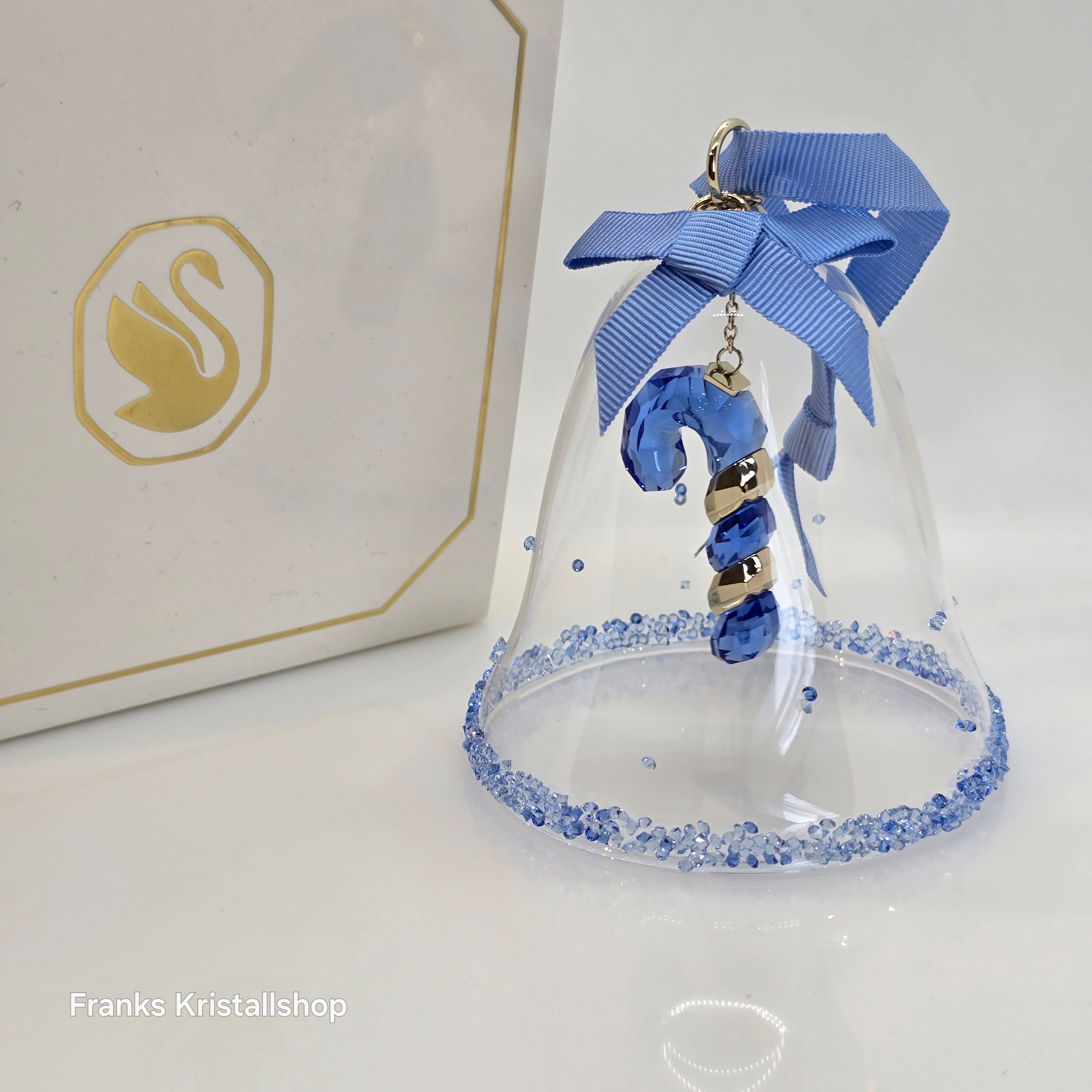SWAROVSKI Holiday Cheers Dulcis Weihnachtsglocke mit Zuckerstange Ornament Blau 5688314