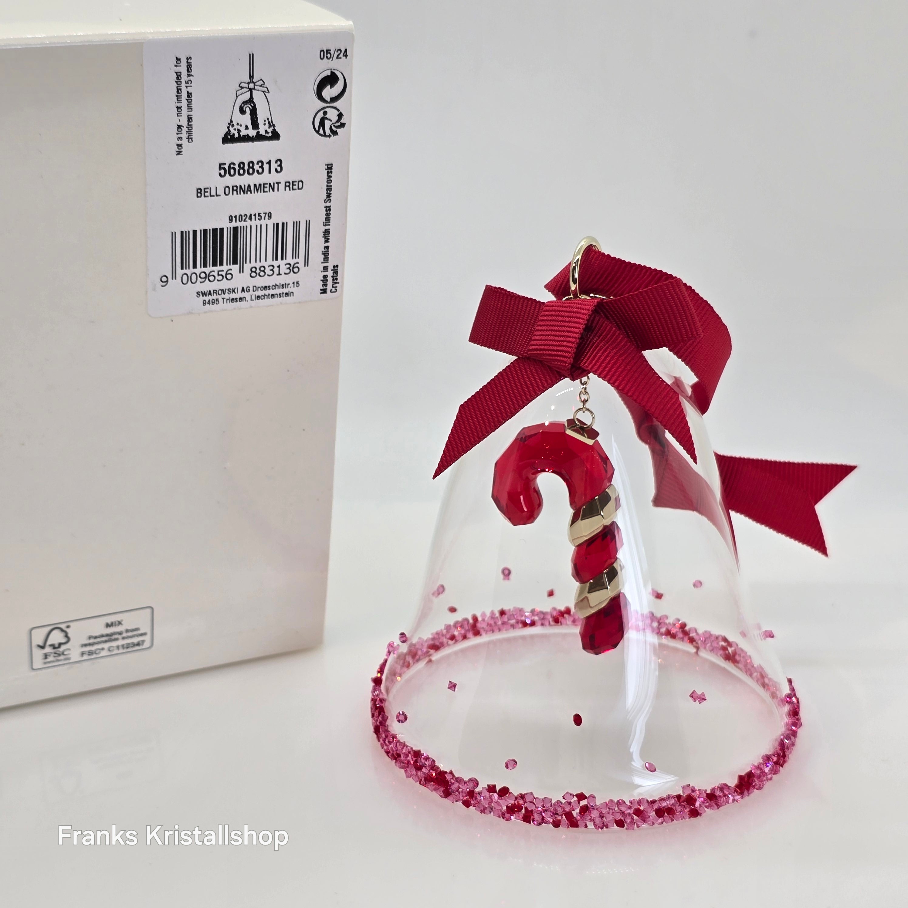 SWAROVSKI Holiday Cheers Dulcis Weihnachtsglocke mit Zuckerstange Ornament Rot 5688313