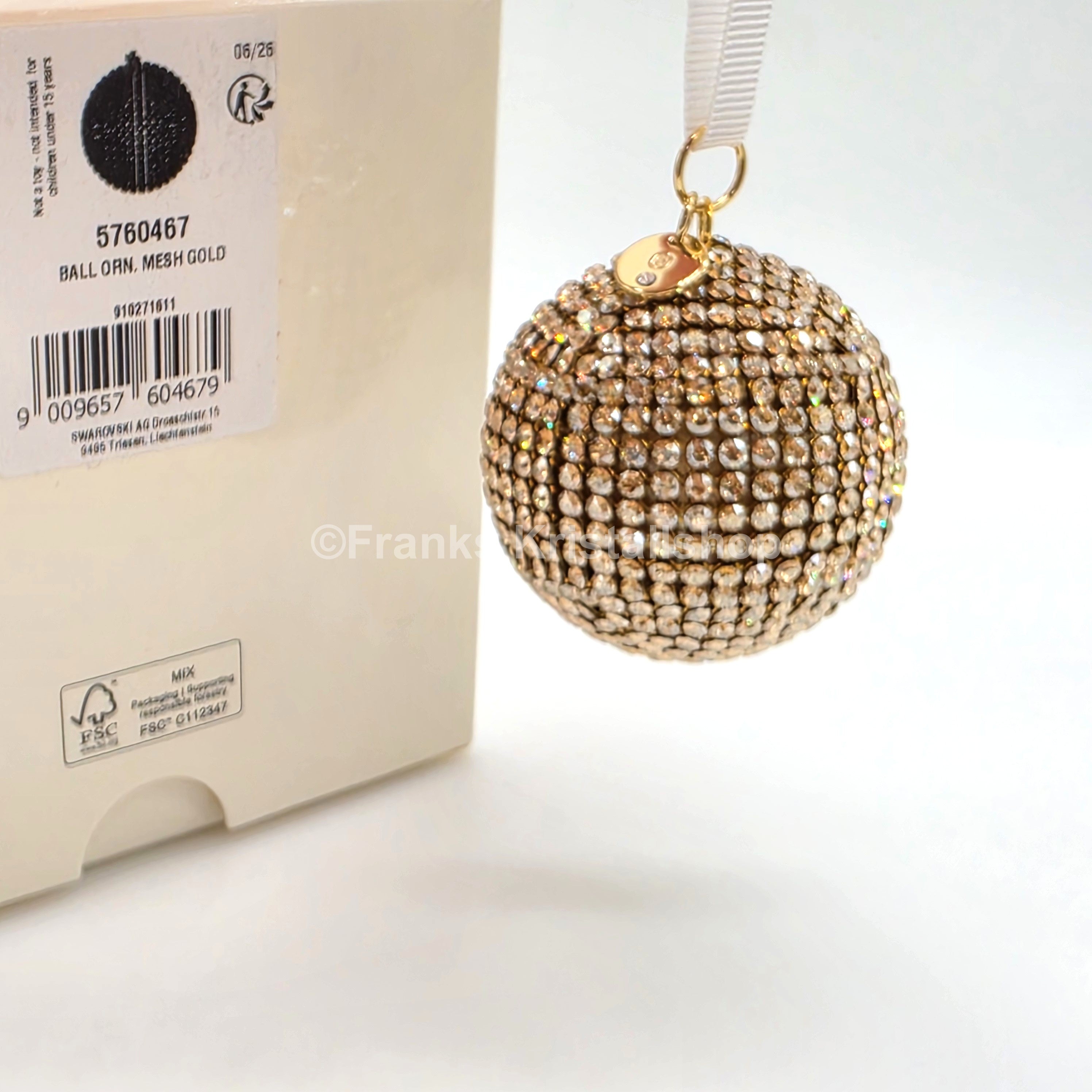 SWAROVSKI Holiday Magic Diskokugel Crystal Mesh Gold Ornament 5760467