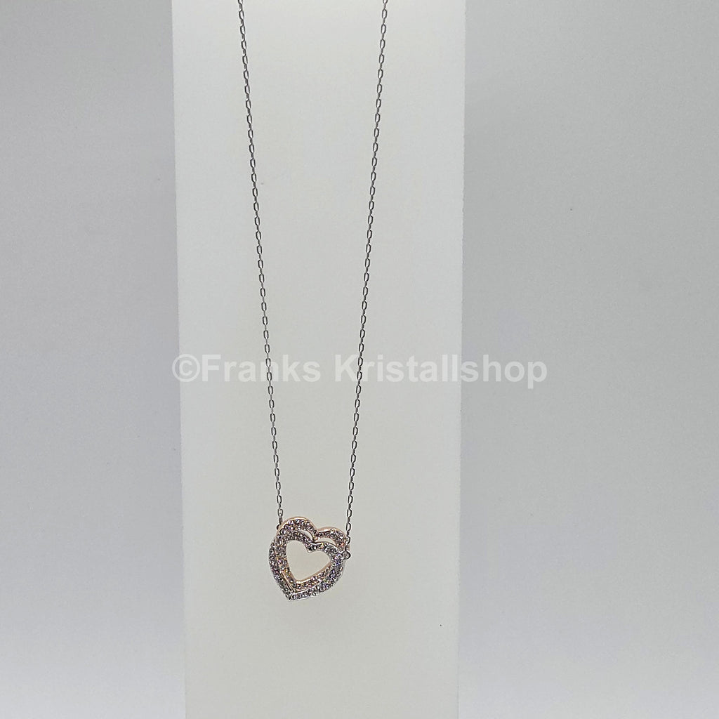 Swarovski Hyperbola Herz Halskette 2 Herzen, Weiß, Metallmix 5518868