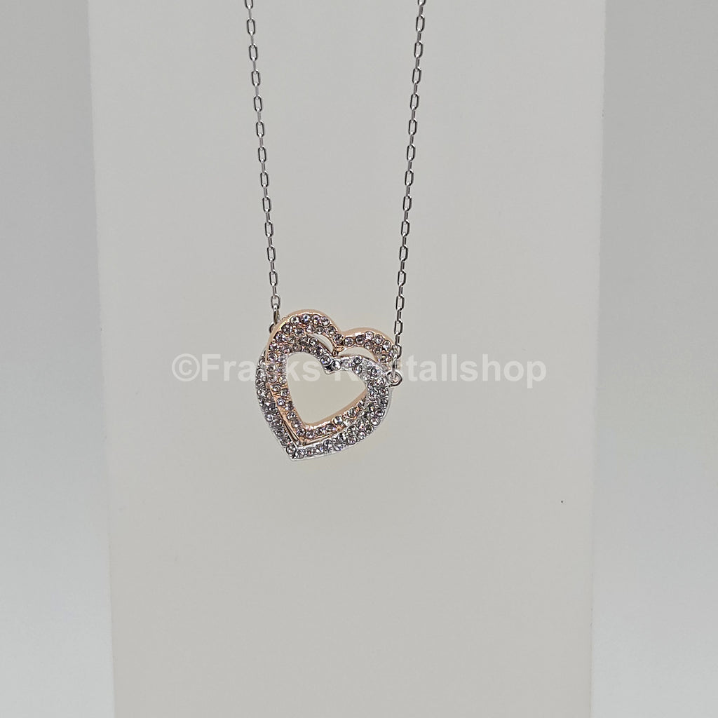 Swarovski Hyperbola Herz Halskette 2 Herzen, Weiß, Metallmix 5518868