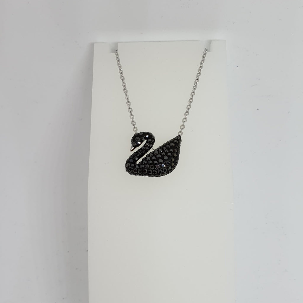 SWAROVSKI Iconic Swan Halskette Schwan Schwarz Rhodiniert 5347329