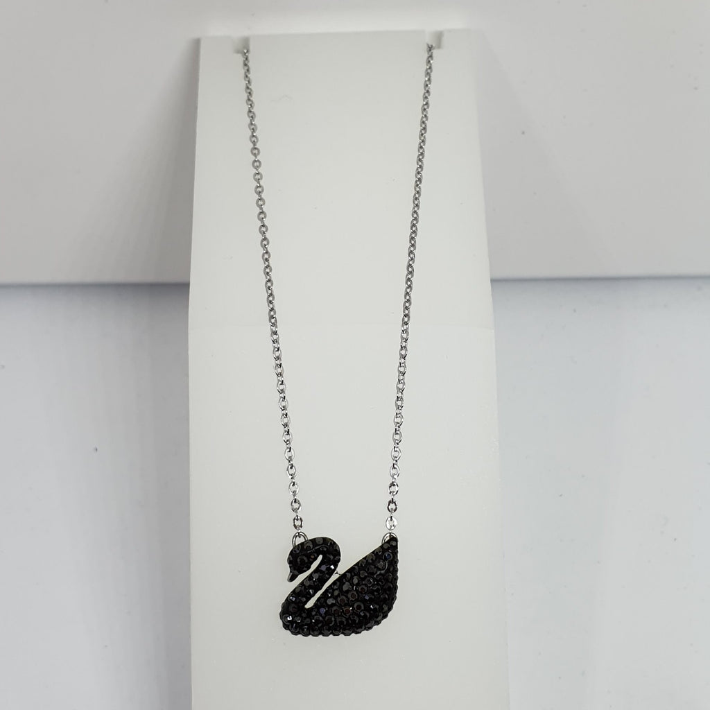 SWAROVSKI Iconic Swan Halskette Schwan Schwarz Rhodiniert 5347329