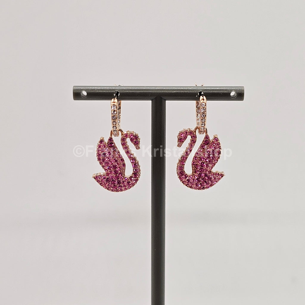 SWAROVSKI Swan Drop-Ohrhänger Schwan, Rosa, Roségold-Legierungsschicht 5647544