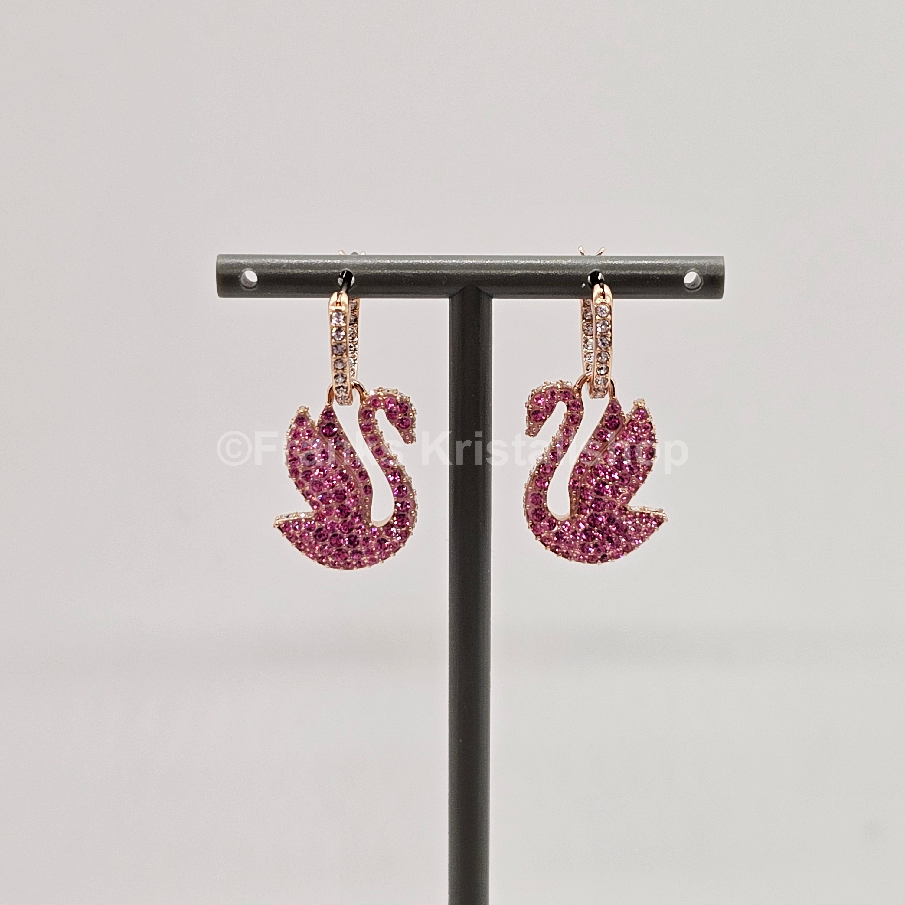 SWAROVSKI Swan Drop-Ohrhänger Schwan, Rosa, Roségold-Legierungsschicht 5647544