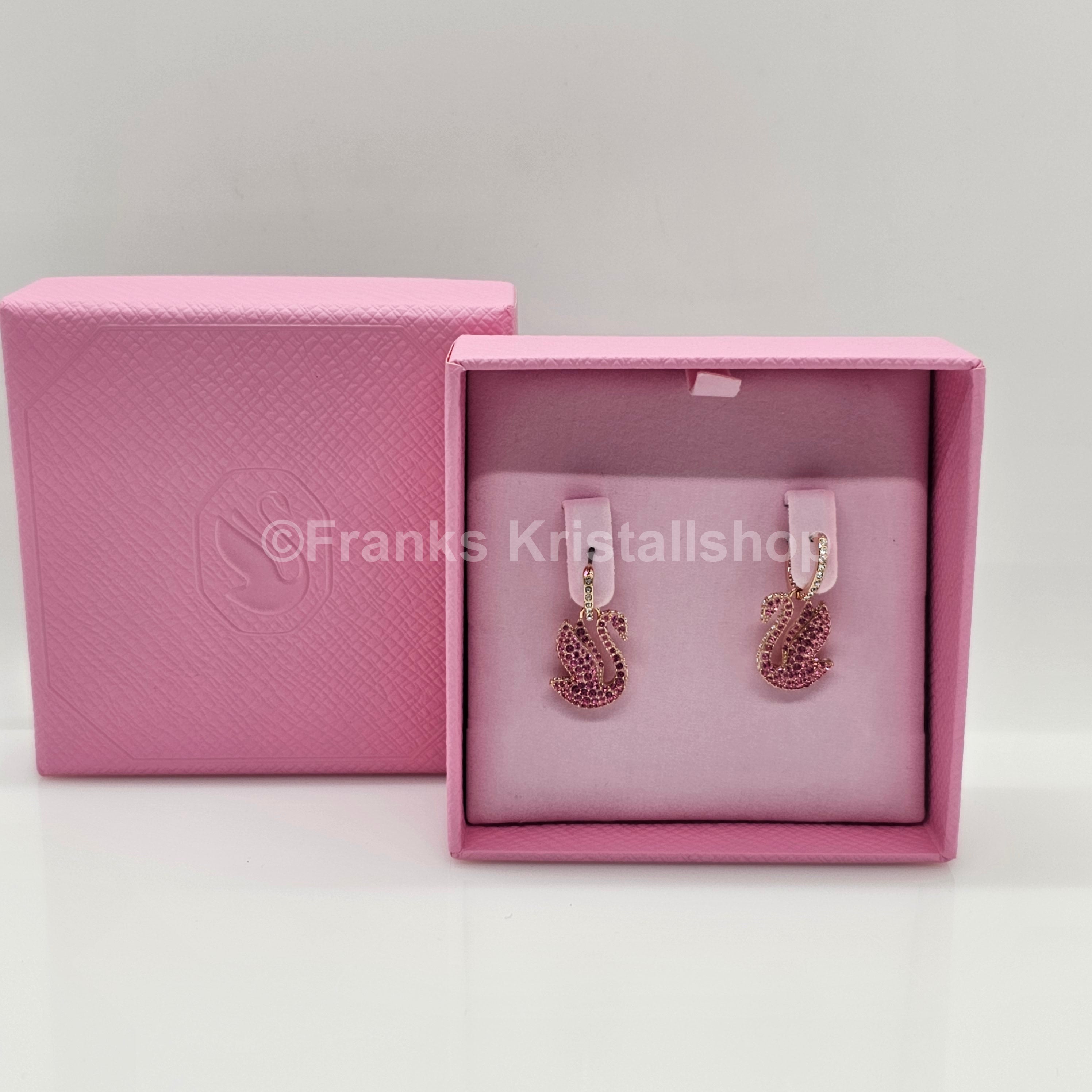 SWAROVSKI Swan Drop-Ohrhänger Schwan, Rosa, Roségold-Legierungsschicht 5647544