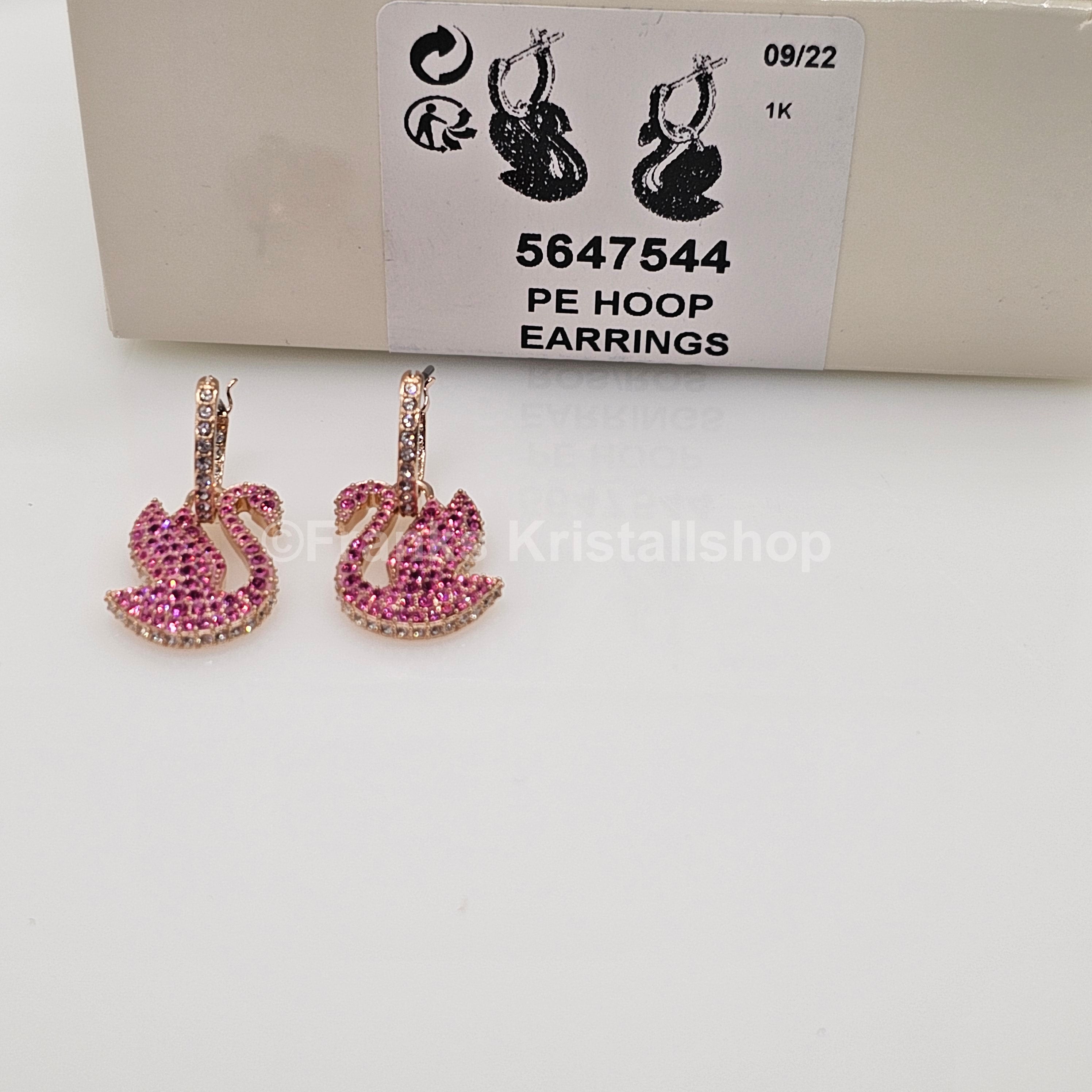 SWAROVSKI Swan Drop-Ohrhänger Schwan, Rosa, Roségold-Legierungsschicht 5647544
