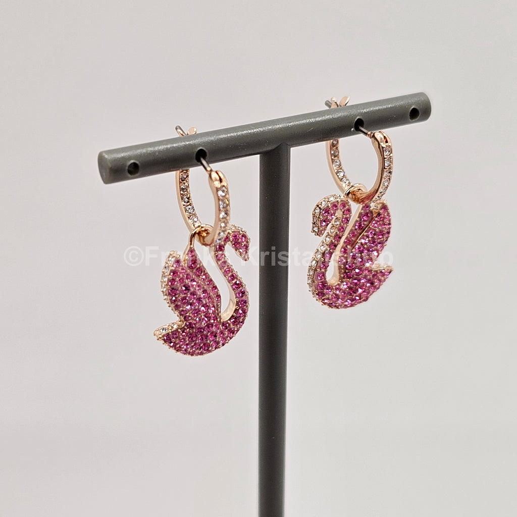 SWAROVSKI Swan Drop-Ohrhänger Schwan, Rosa, Roségold-Legierungsschicht 5647544