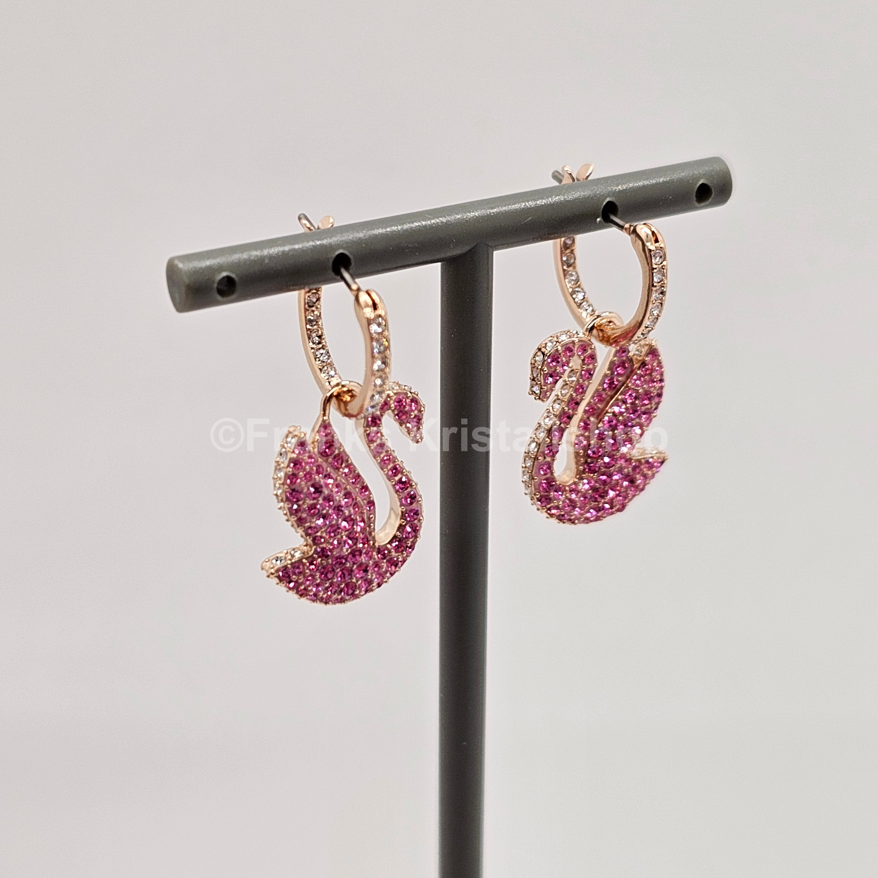 SWAROVSKI Swan Drop-Ohrhänger Schwan, Rosa, Roségold-Legierungsschicht 5647544
