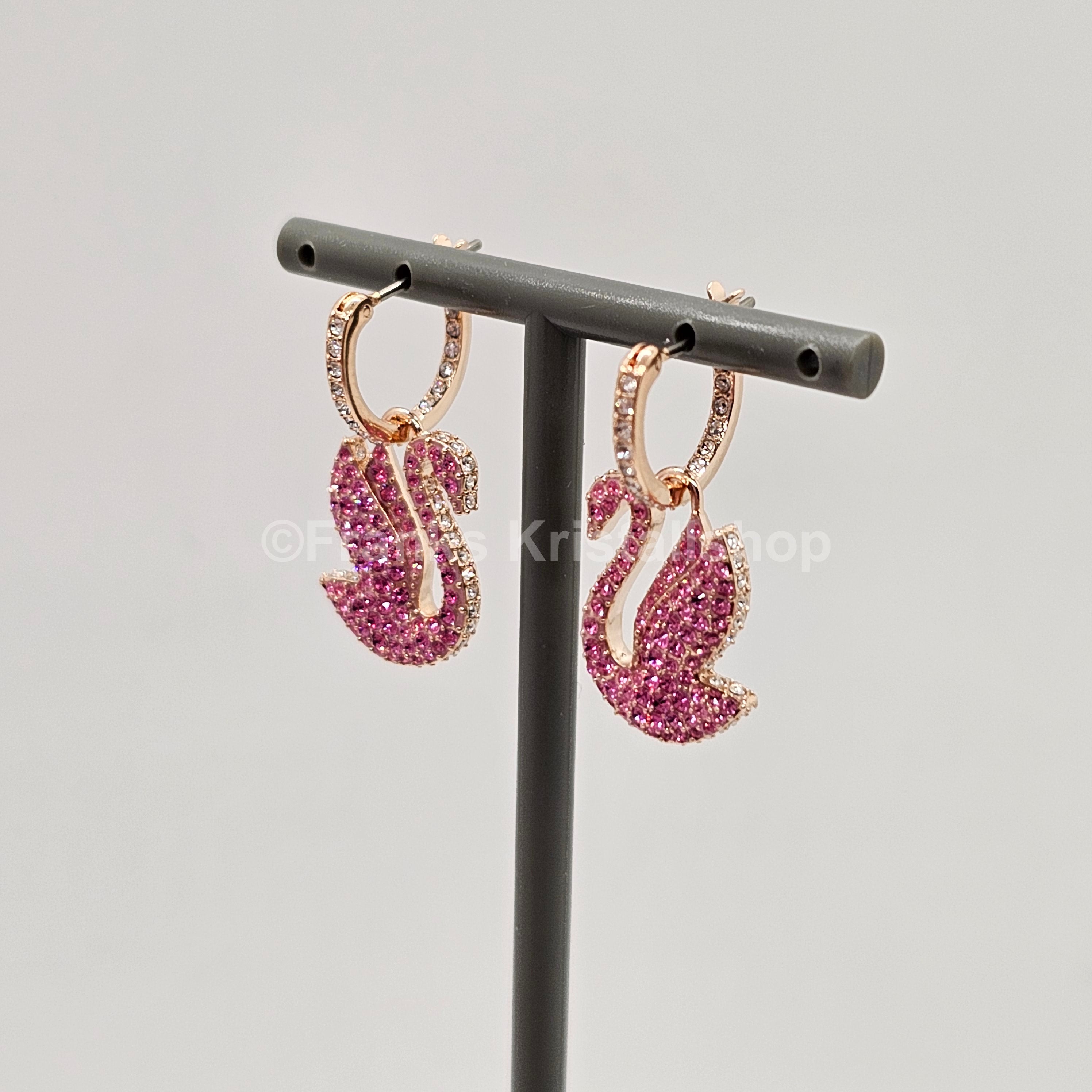 SWAROVSKI Swan Drop-Ohrhänger Schwan, Rosa, Roségold-Legierungsschicht 5647544