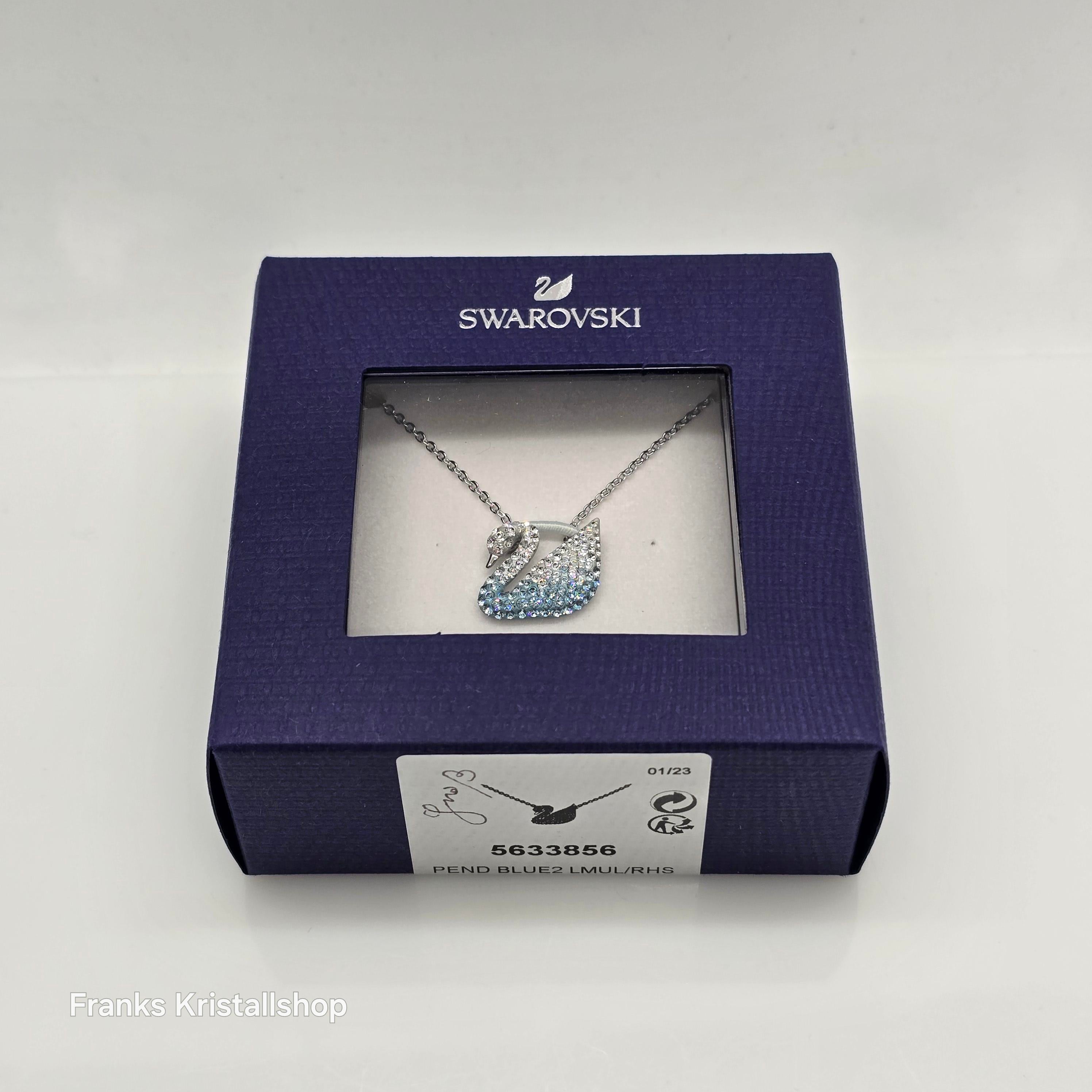SWAROVSKI Iconic Swan Halskette Schwan Groß, Blau, Rhodiniert 5633856
