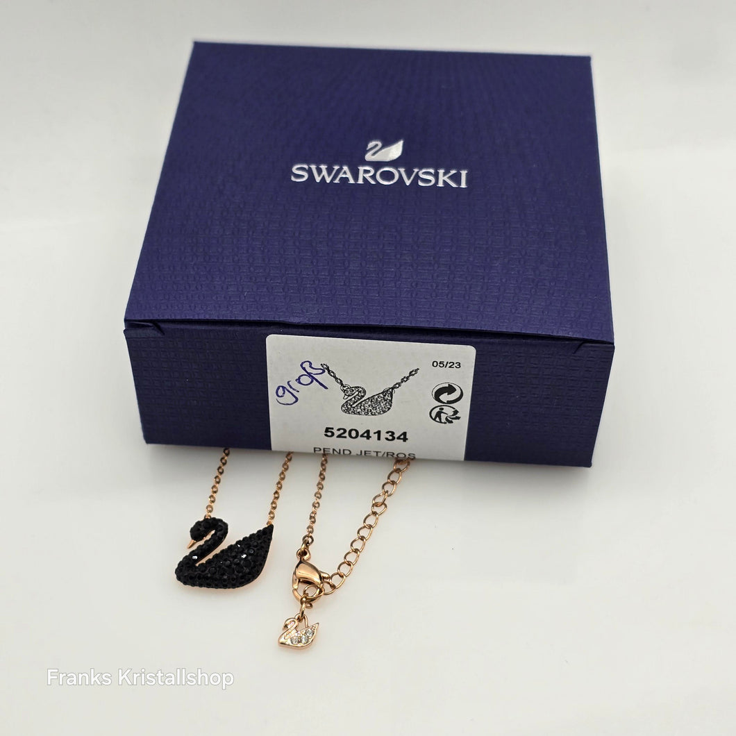 SWAROVSKI Iconic Swan Halskette Schwan Groß, Schwarz, Roségold-Legierungsschicht 5204134