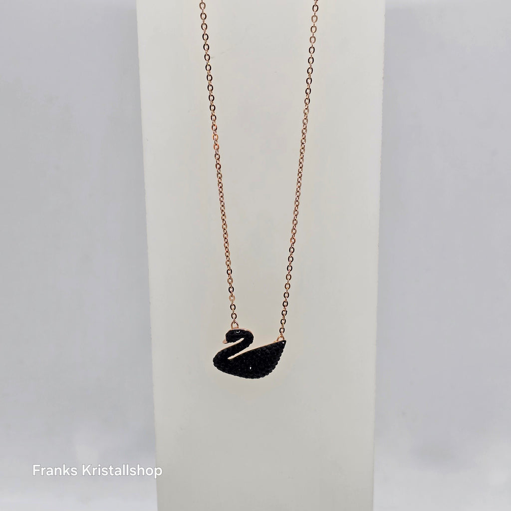 SWAROVSKI Iconic Swan Halskette Schwan Groß, Schwarz, Roségold-Legierungsschicht 5204134