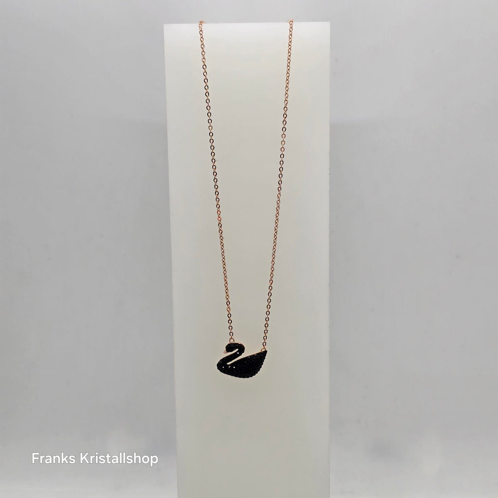 SWAROVSKI Iconic Swan Halskette Schwan Groß, Schwarz, Roségold-Legierungsschicht 5204134