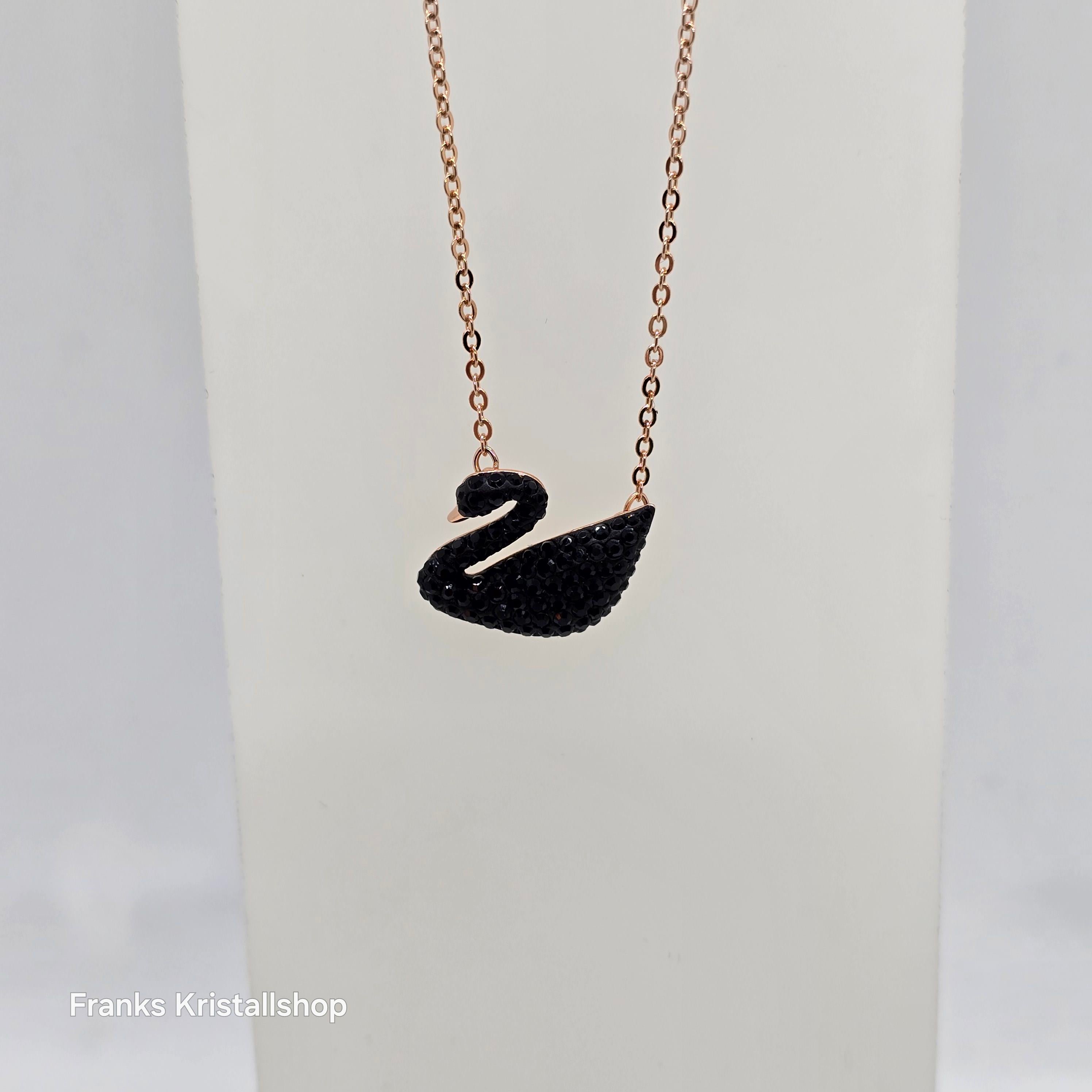 SWAROVSKI Iconic Swan Halskette Schwan Groß, Schwarz, Roségold-Legierungsschicht 5204134