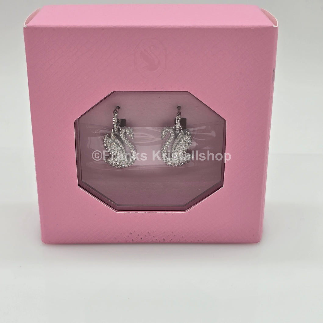 SWAROVSKI Iconic Swan Ohrringe Schwan, Weiß, Rhodiniert 5689694