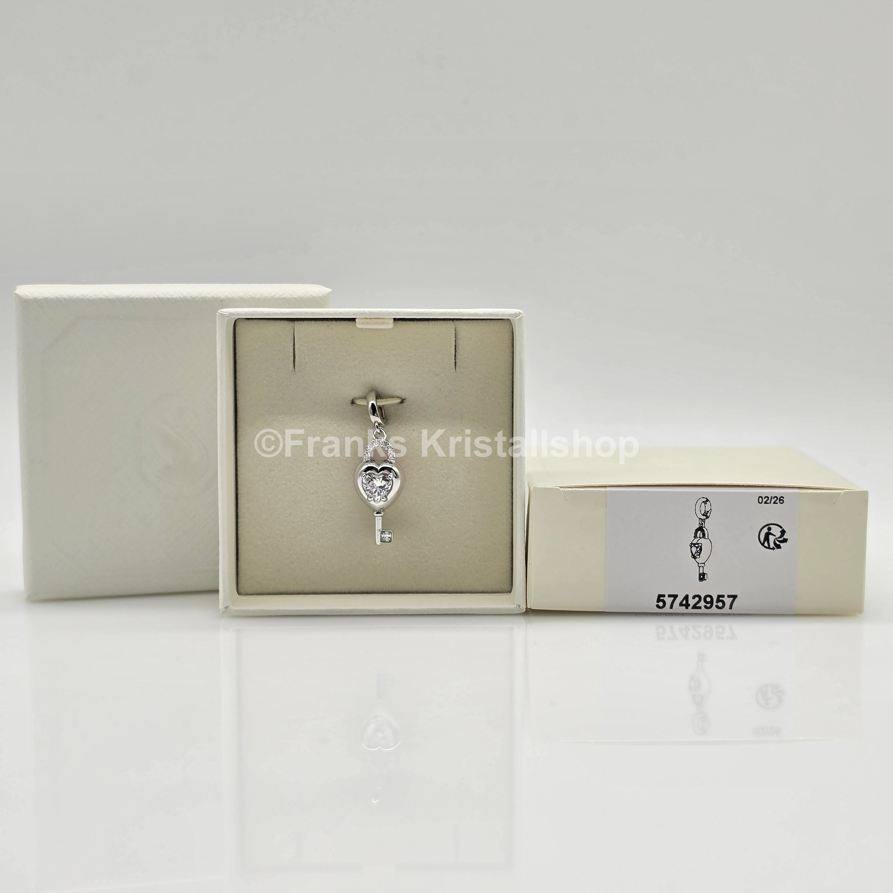SWAROVSKI Idyllia Charm Anhänger Herz mit Schlüssel, Rhodiniert 5742957
