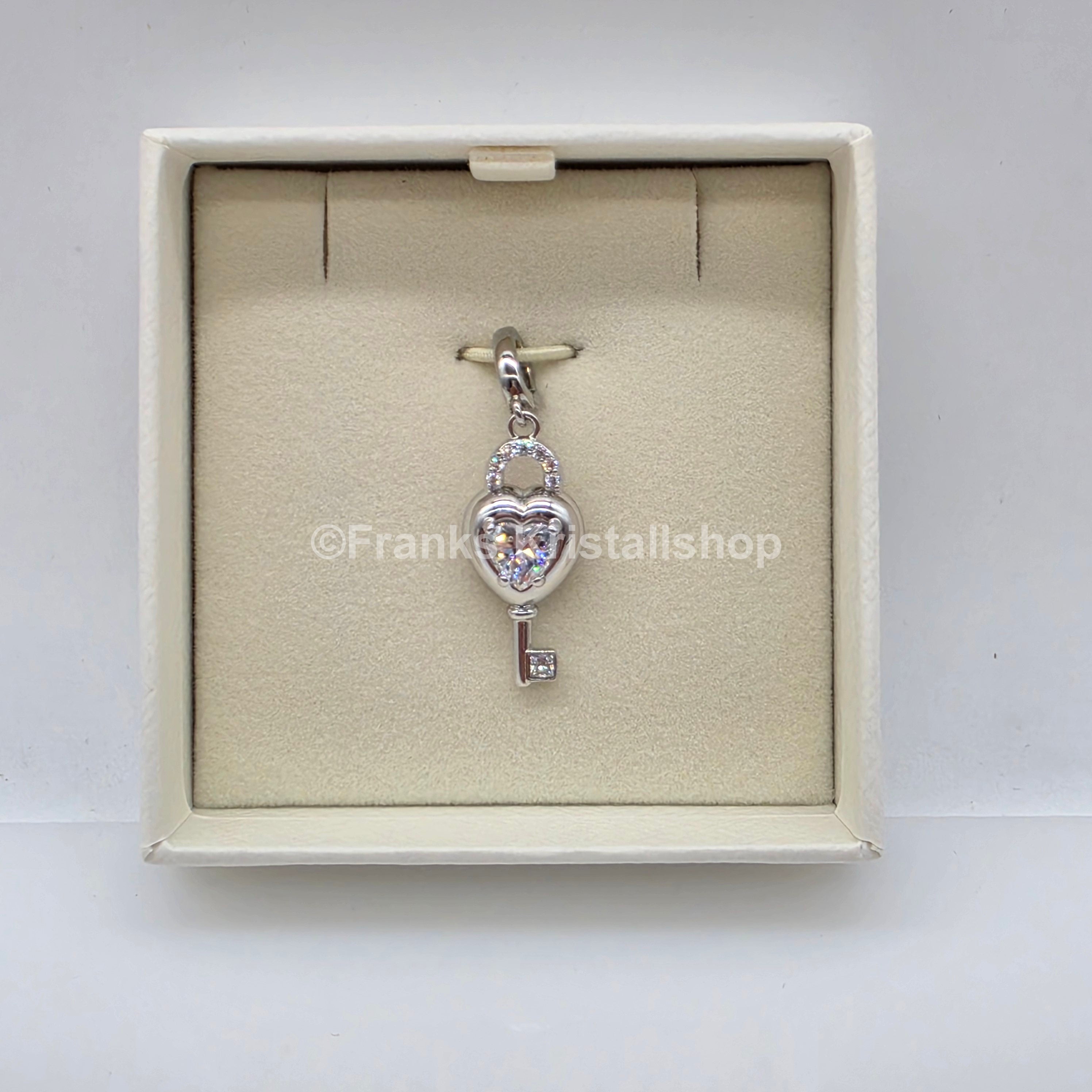 SWAROVSKI Idyllia Charm Anhänger Herz mit Schlüssel, Rhodiniert 5742957
