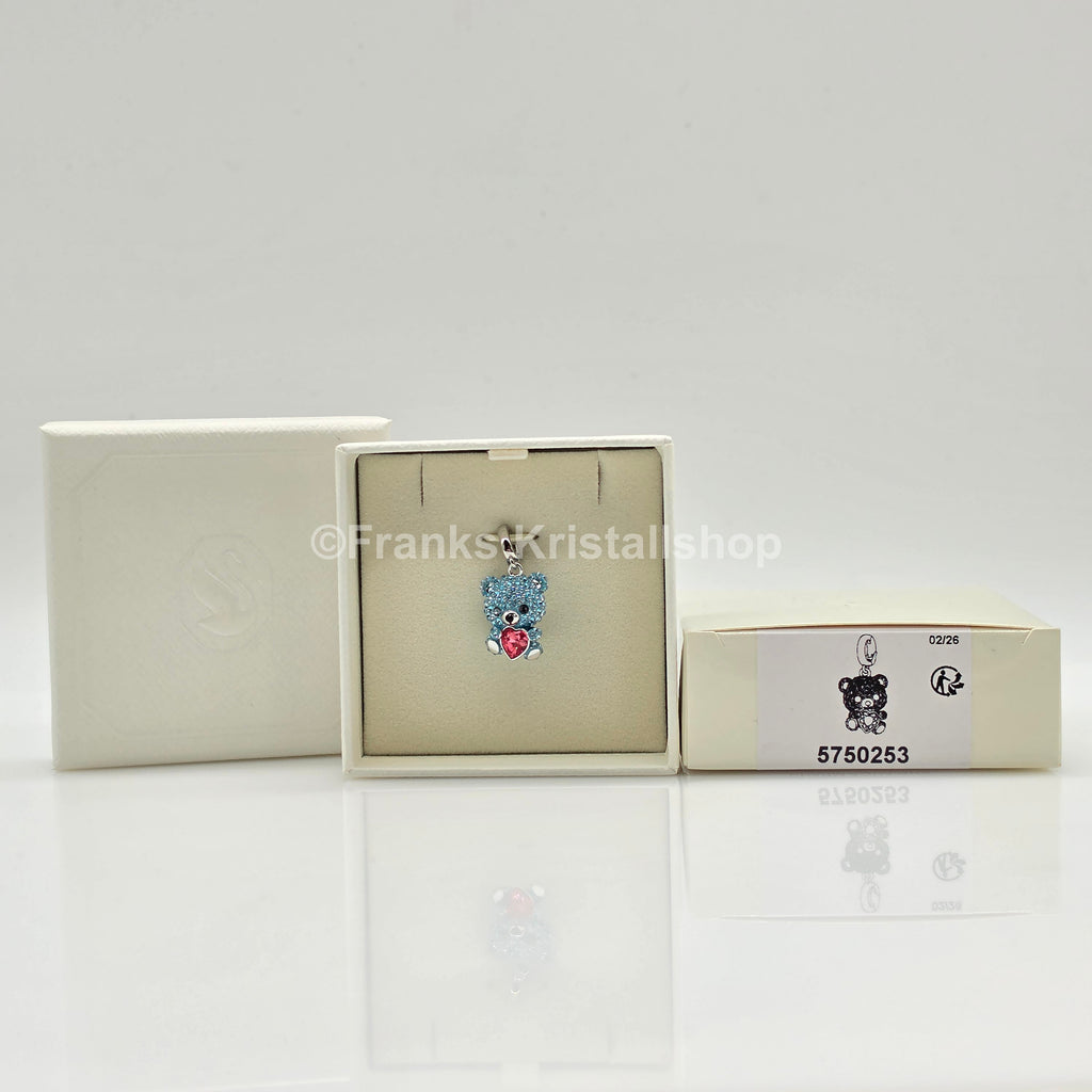 SWAROVSKI Idyllia Charm Anhänger Teddy Teddybär Blau Rhodiniert 5750253