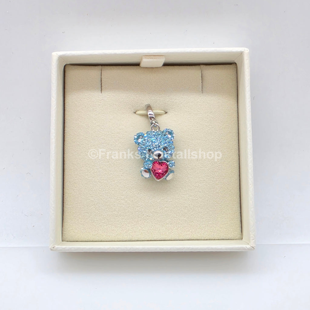 SWAROVSKI Idyllia Charm Anhänger Teddy Teddybär Blau Rhodiniert 5750253