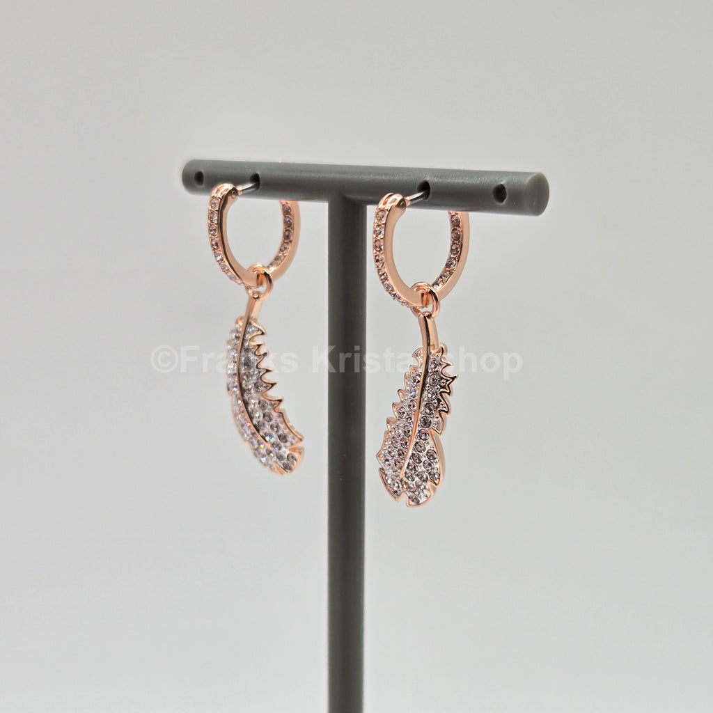 SWAROVSKI Idyllia Drop-Ohrhänger Feder Ohrringe Weiß, Roségoldlegierung 5663486