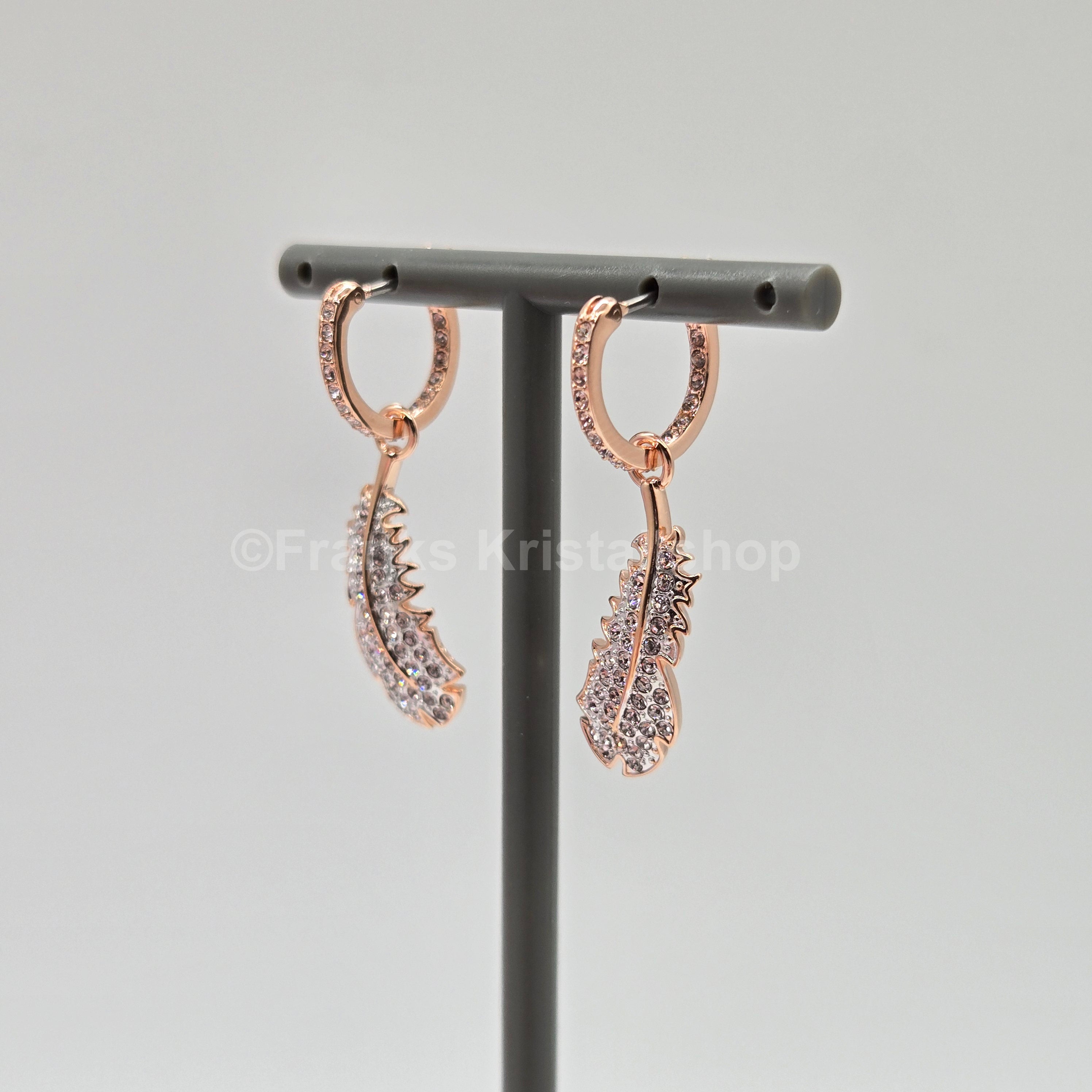 SWAROVSKI Idyllia Drop-Ohrhänger Feder Ohrringe Weiß, Roségoldlegierung 5663486
