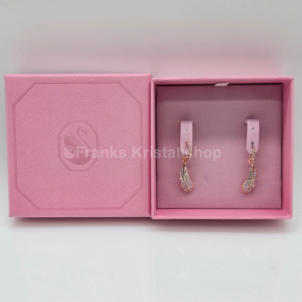 SWAROVSKI Idyllia Drop-Ohrhänger Feder Ohrringe Weiß, Roségoldlegierung 5663486