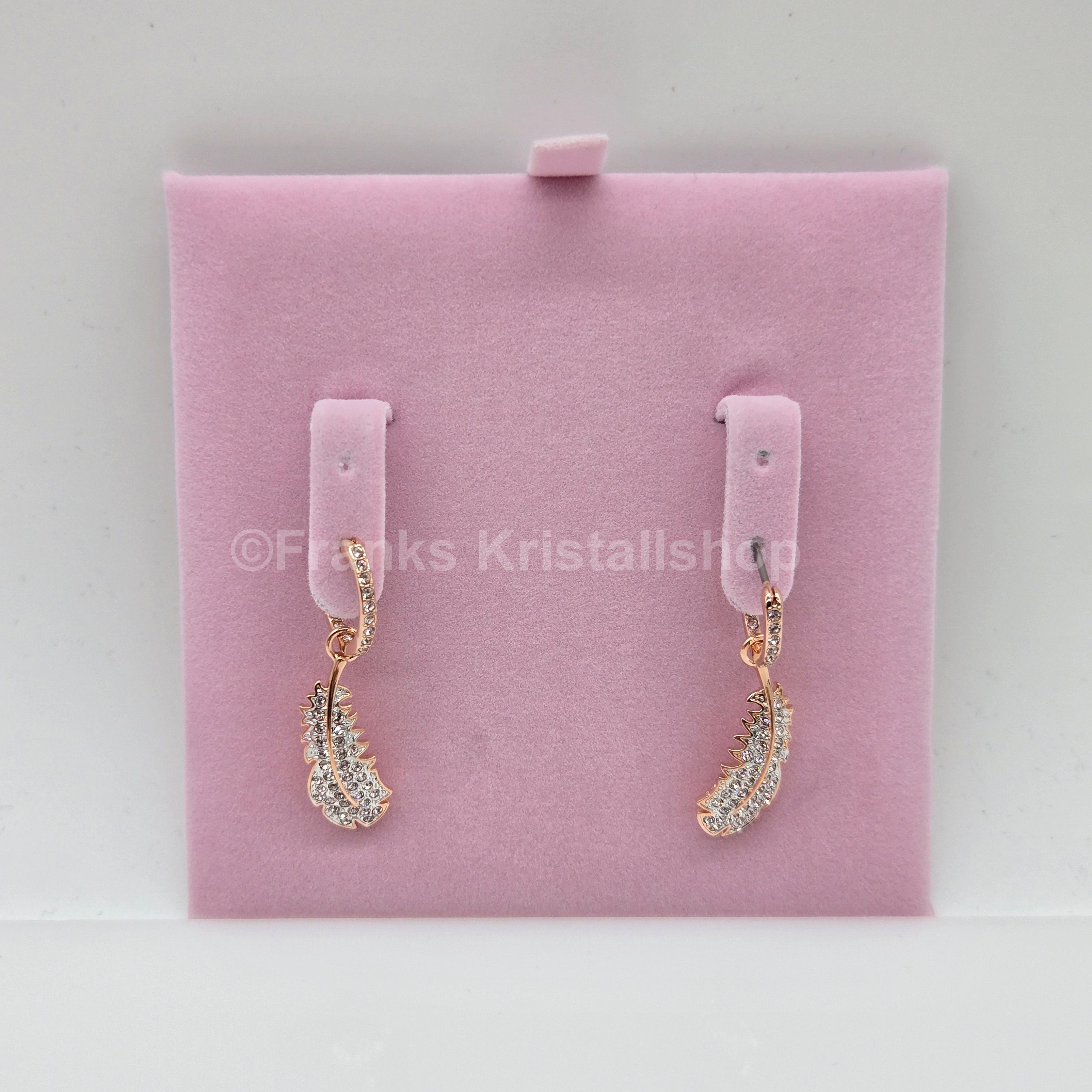 SWAROVSKI Idyllia Drop-Ohrhänger Feder Ohrringe Weiß, Roségoldlegierung 5663486