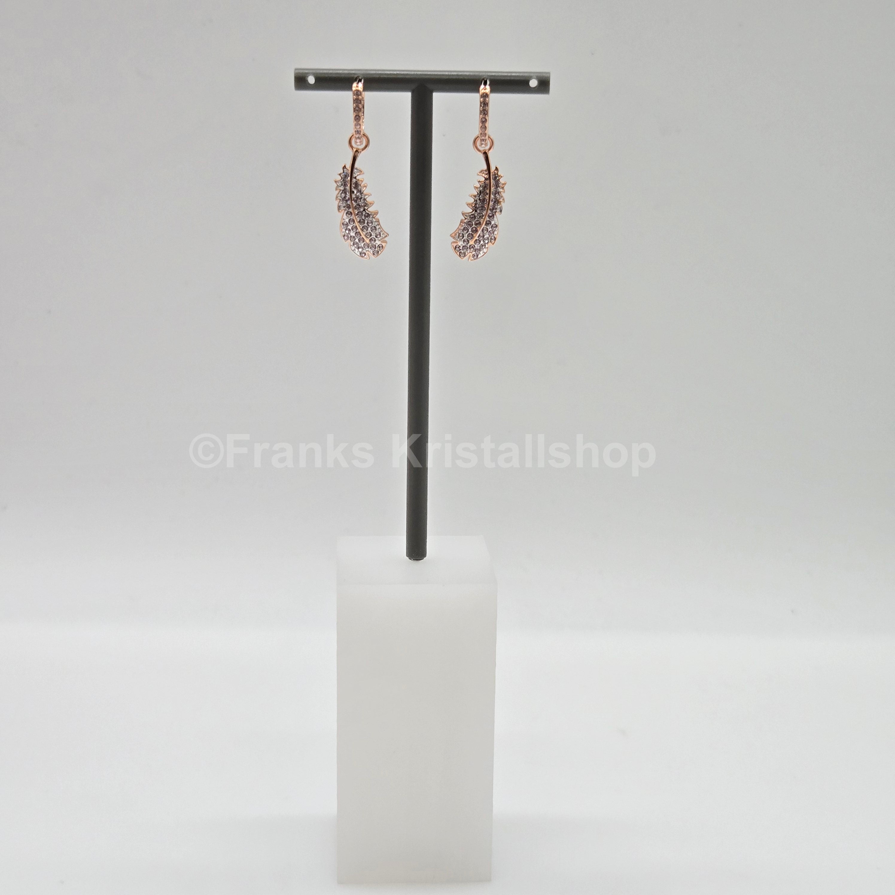 SWAROVSKI Idyllia Drop-Ohrhänger Feder Ohrringe Weiß, Roségoldlegierung 5663486