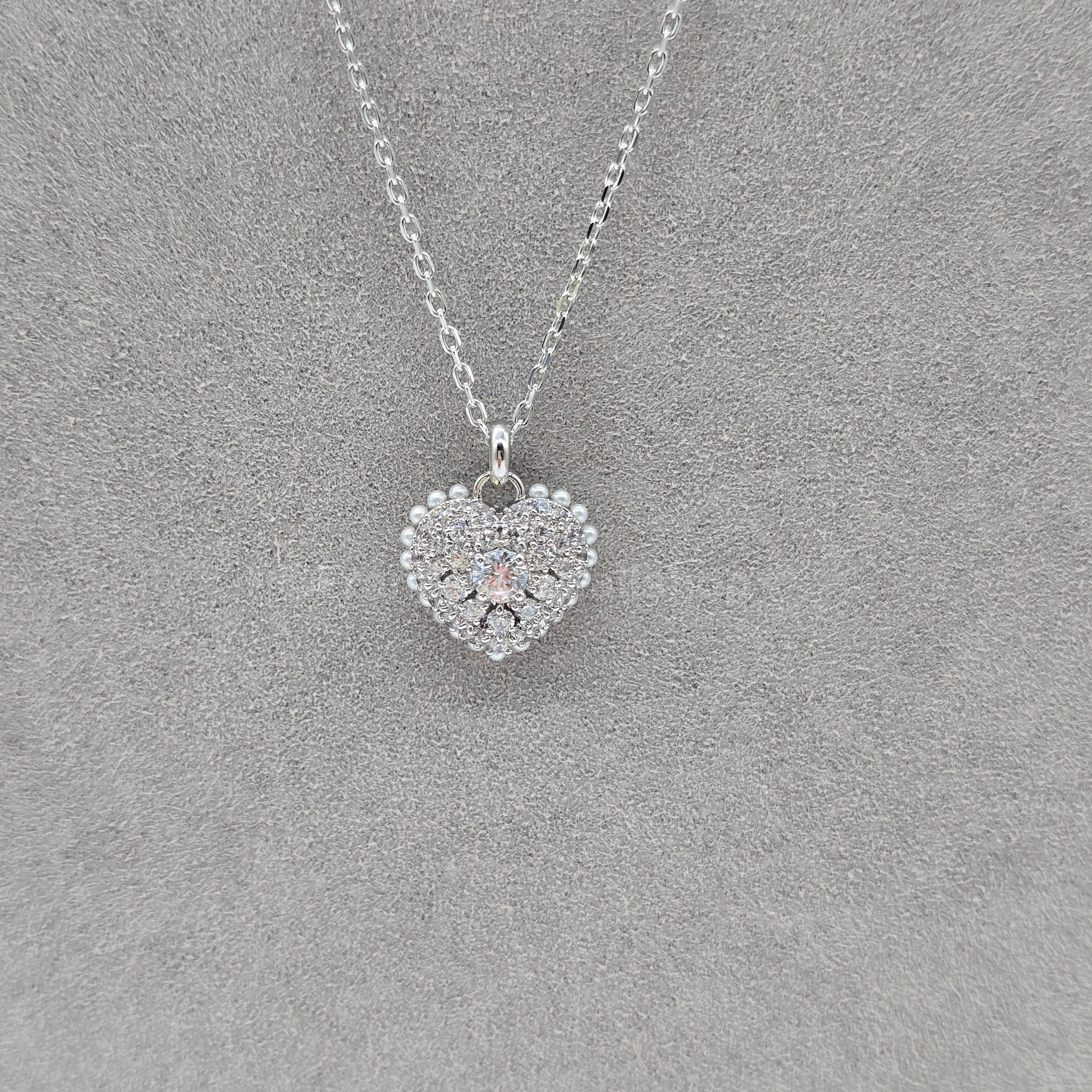 SWAROVSKI Idyllia Herz Halskette Weiß, Rhodiniert 5684386