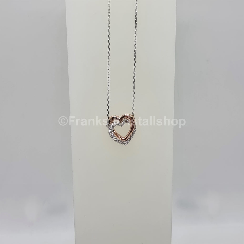 Swarovski Hyperbola Herz Halskette 2 Herzen, Weiß, Metallmix 5518868