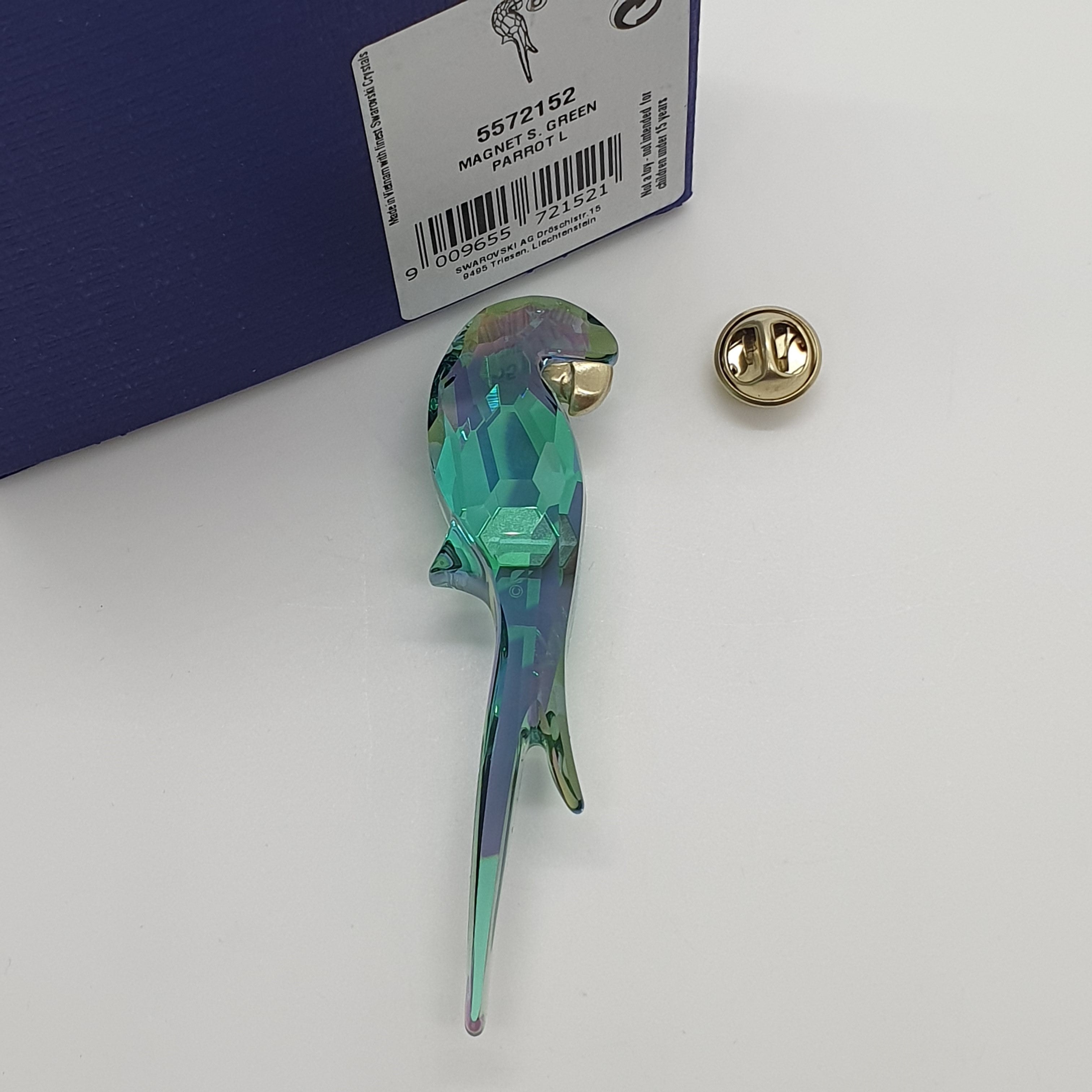 SWAROVSKI Jungle Beats Papagei Magnet Brosche Grün Groß 5572152