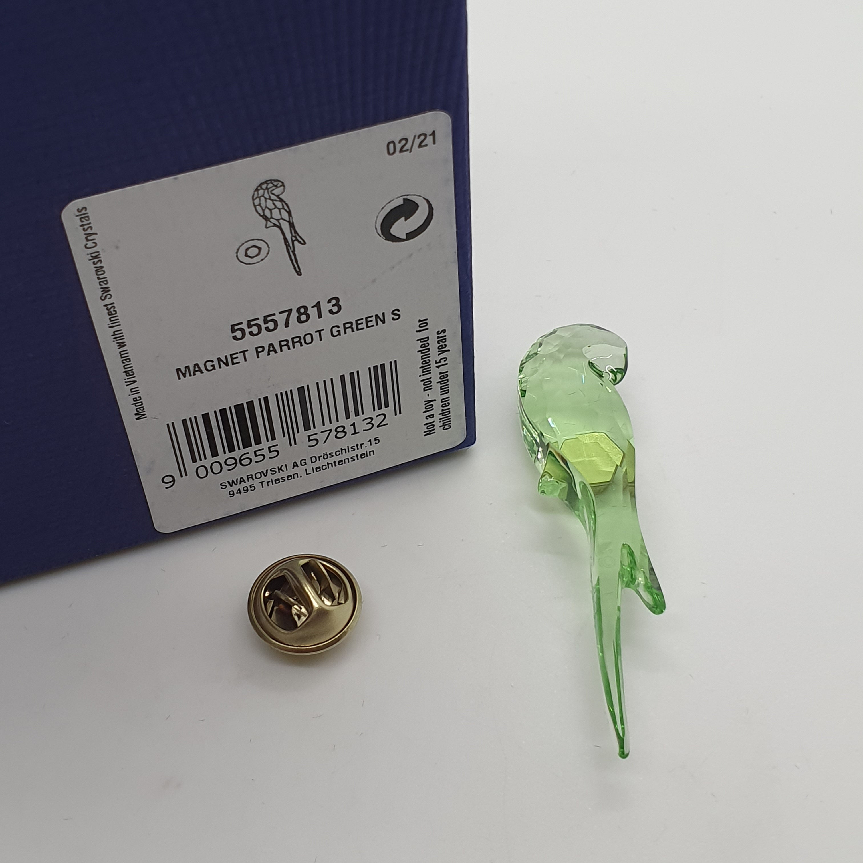SWAROVSKI Jungle Beats Papagei Magnet Brosche Grün Klein 5557813