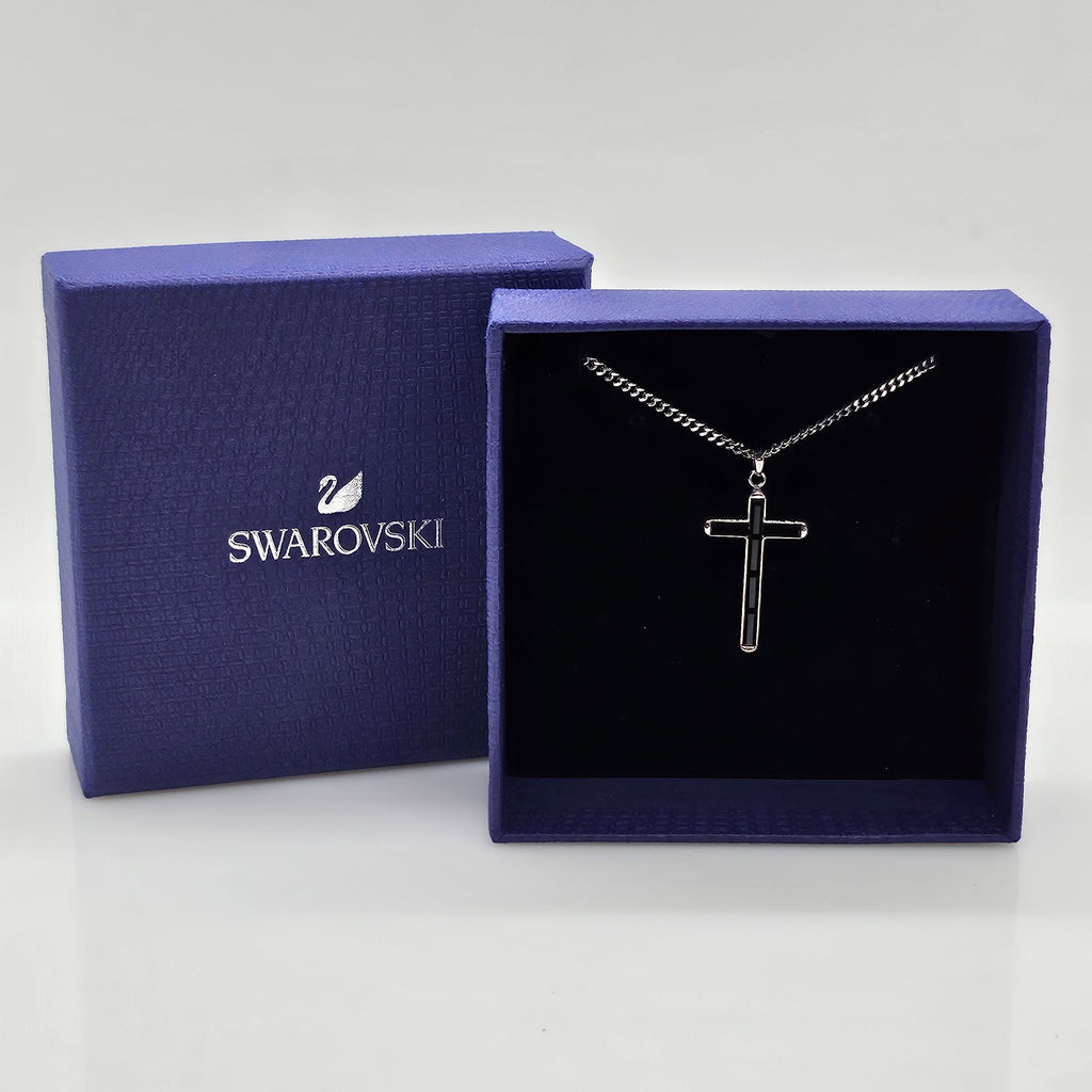 SWAROVSKI Kreuz Halskette Govern Cross Kette Schwarz, Rhodiniert 5252386