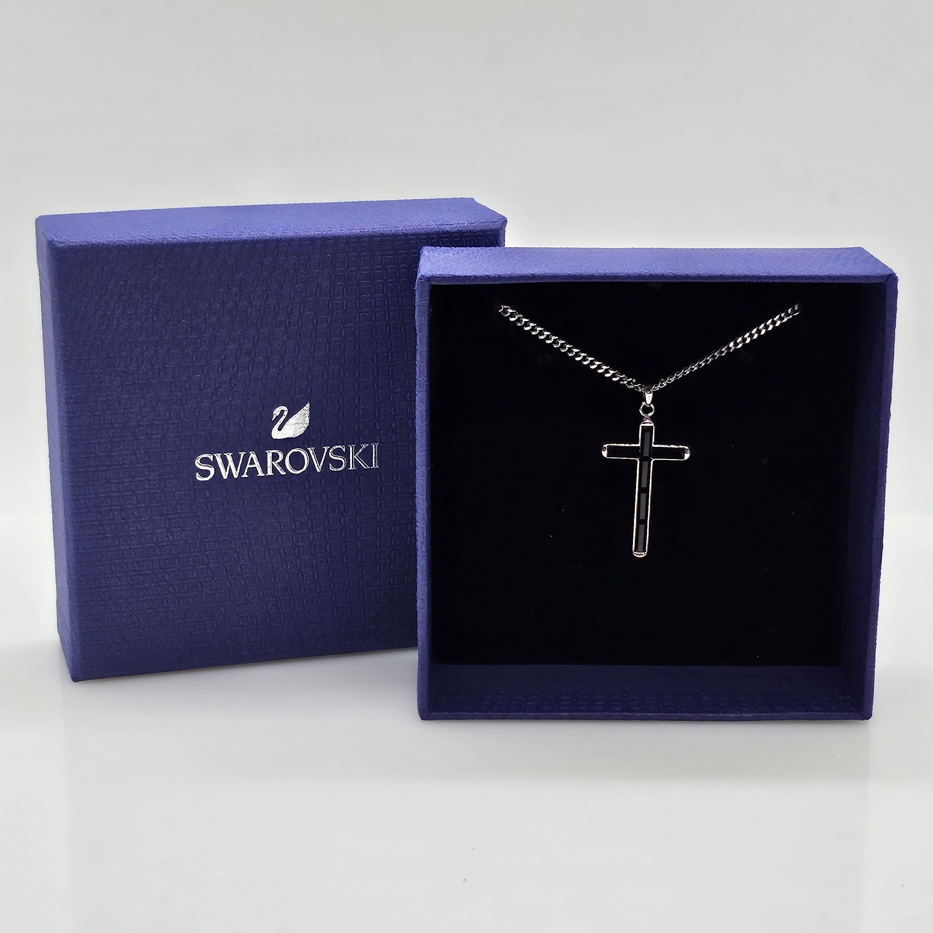 SWAROVSKI Kreuz Halskette Govern Cross Kette Schwarz, Rhodiniert 5252386