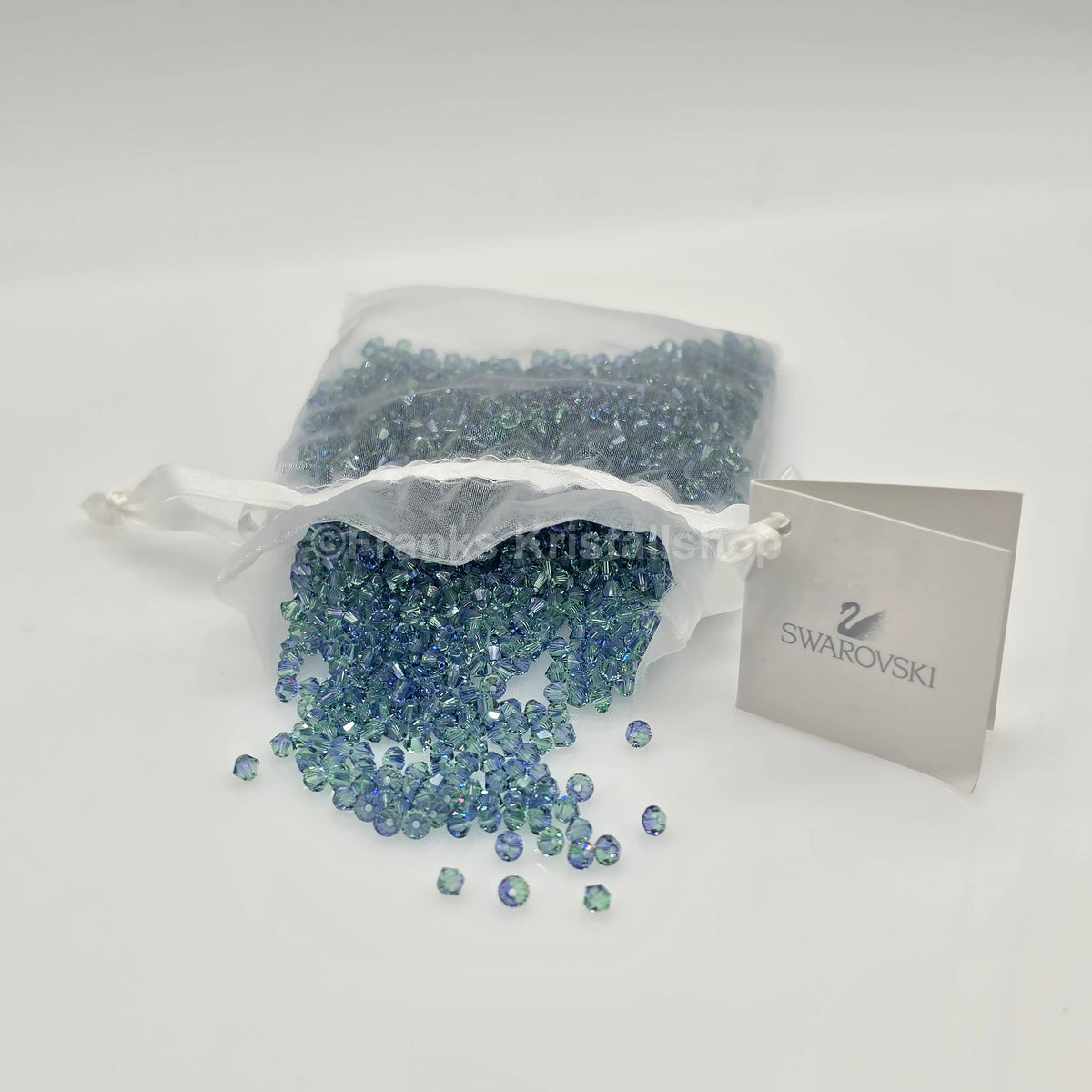 SWAROVSKI Kristall Dekosteine Doppelkegel Perlen 4 mm Blau-Grün