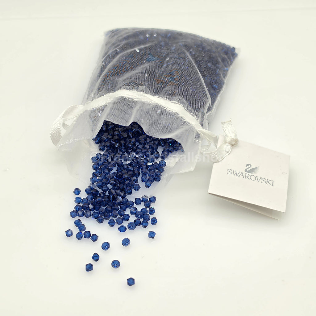 SWAROVSKI Kristall Dekosteine Doppelkegel Perlen 4 mm Saphir Blau