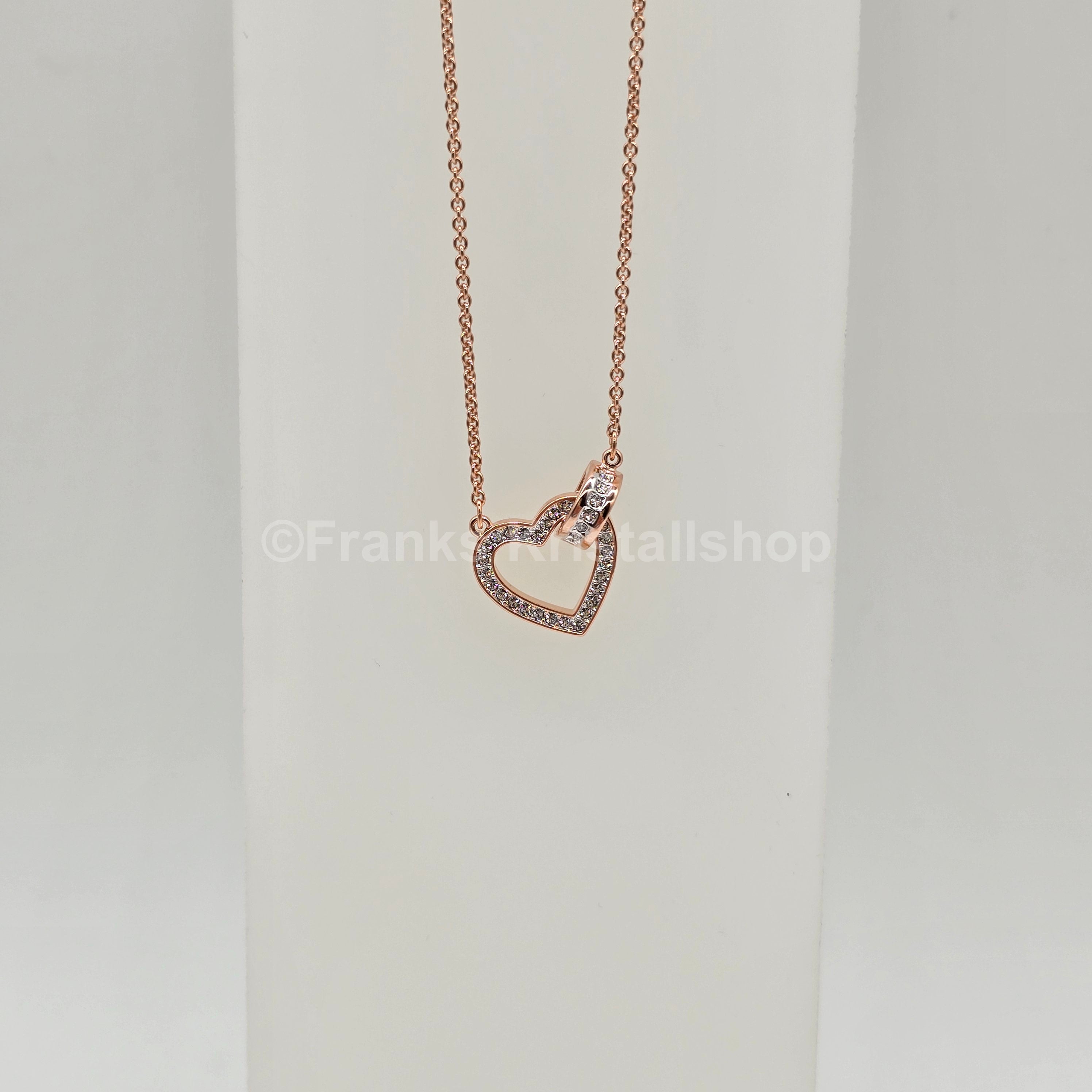 SWAROVSKI Lovely Herz Halskette, Weiß, Roségold-Legierungsschicht 5636445