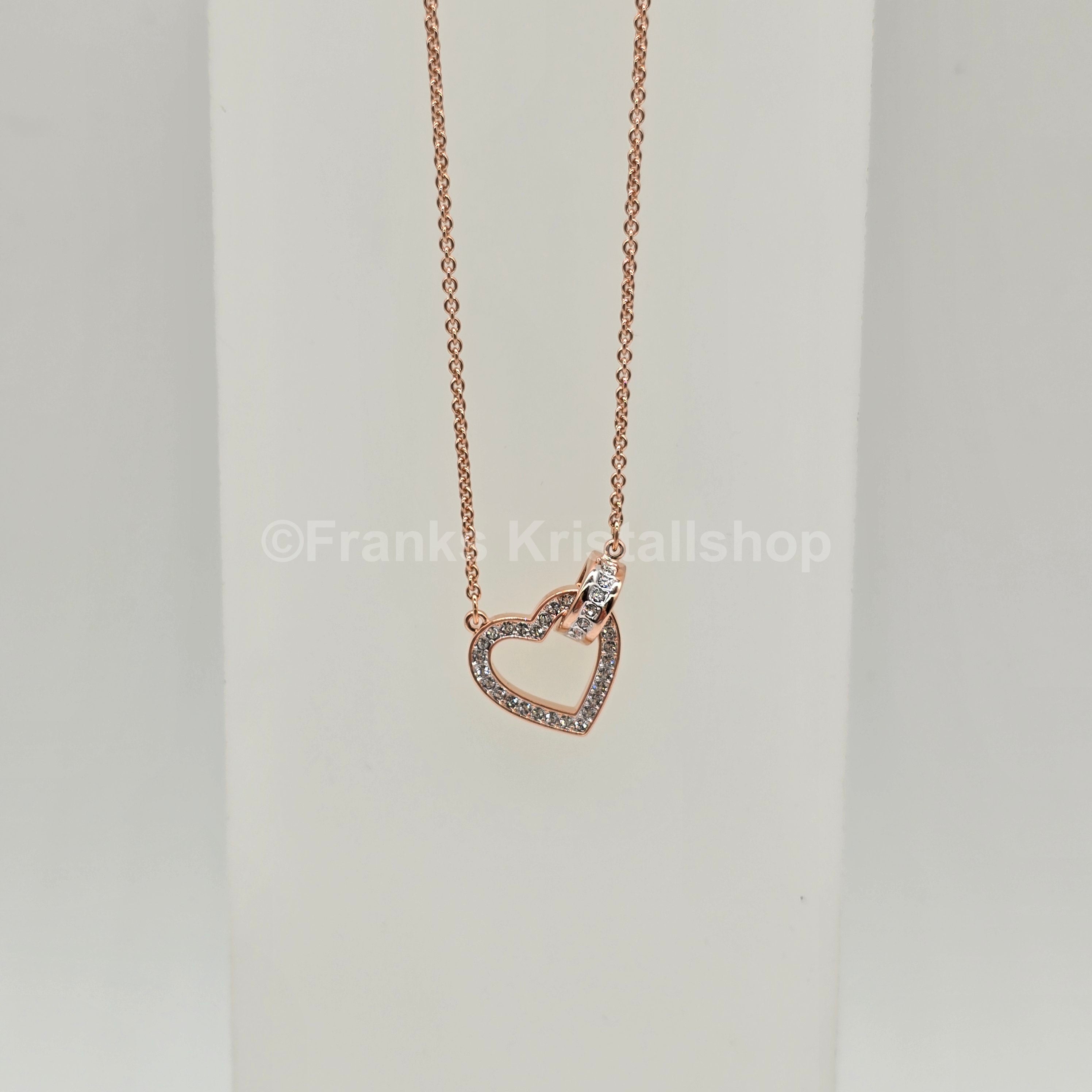 SWAROVSKI Lovely Herz Halskette, Weiß, Roségold-Legierungsschicht 5636445