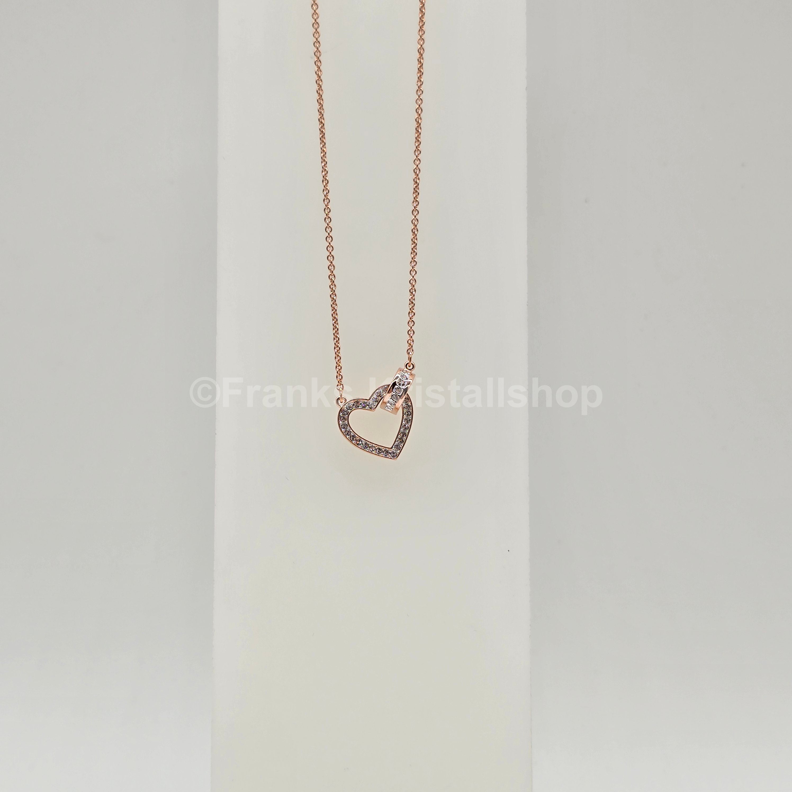 SWAROVSKI Lovely Herz Halskette, Weiß, Roségold-Legierungsschicht 5636445