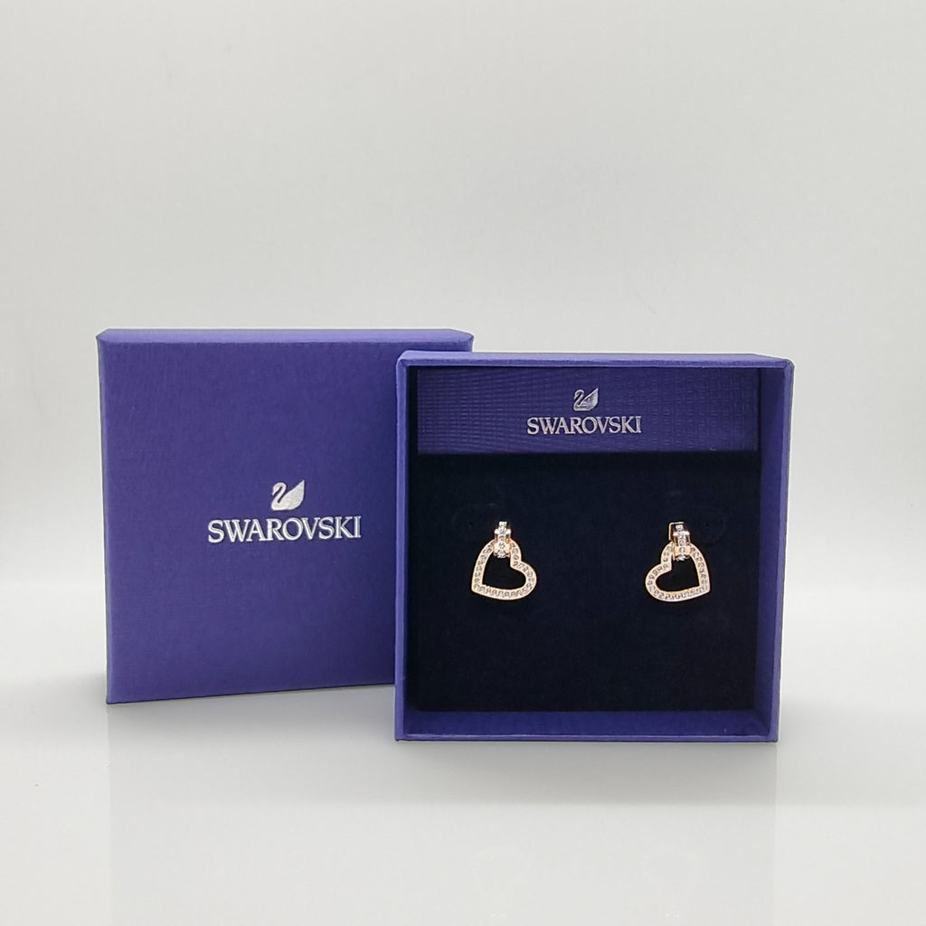 SWAROVSKI Lovely Herz Weiß Ohrringe, Roségold-Legierungsschicht 5616477