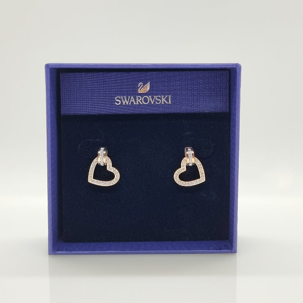 SWAROVSKI Lovely Herz Weiß Ohrringe, Roségold-Legierungsschicht 5616477